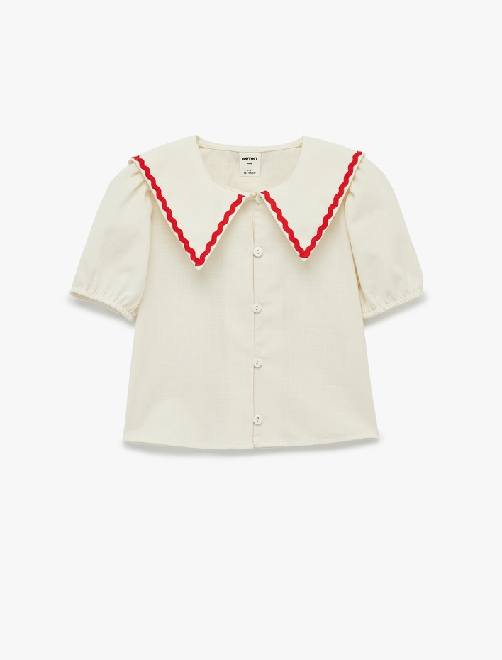 Kız Bebek Bebe Yaka Düğmeli Kısa Kollu Gömlek