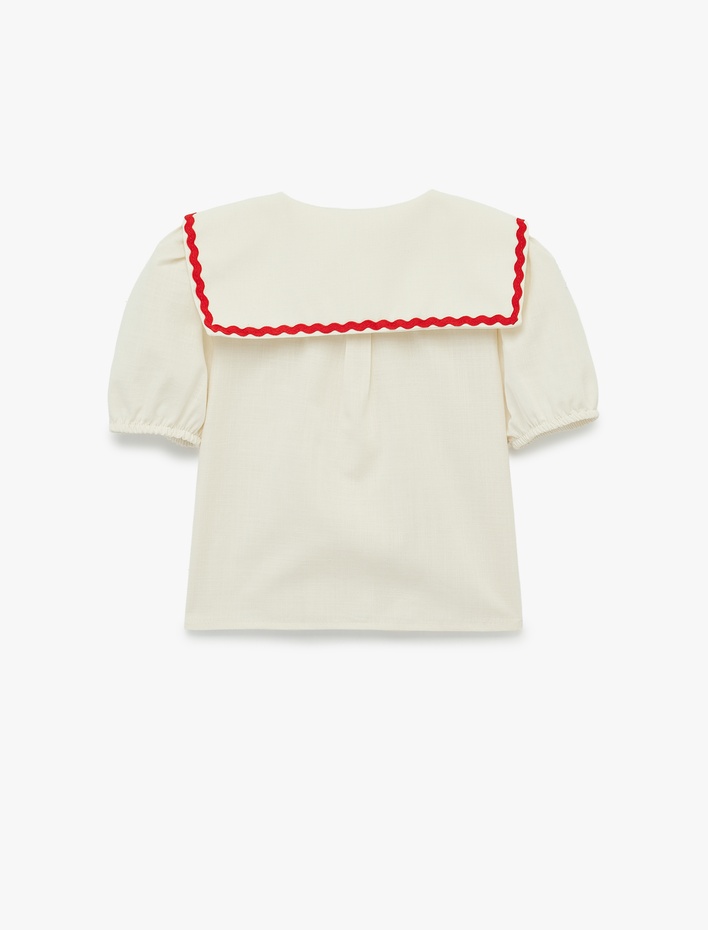 Kız Bebek Bebe Yaka Düğmeli Kısa Kollu Gömlek