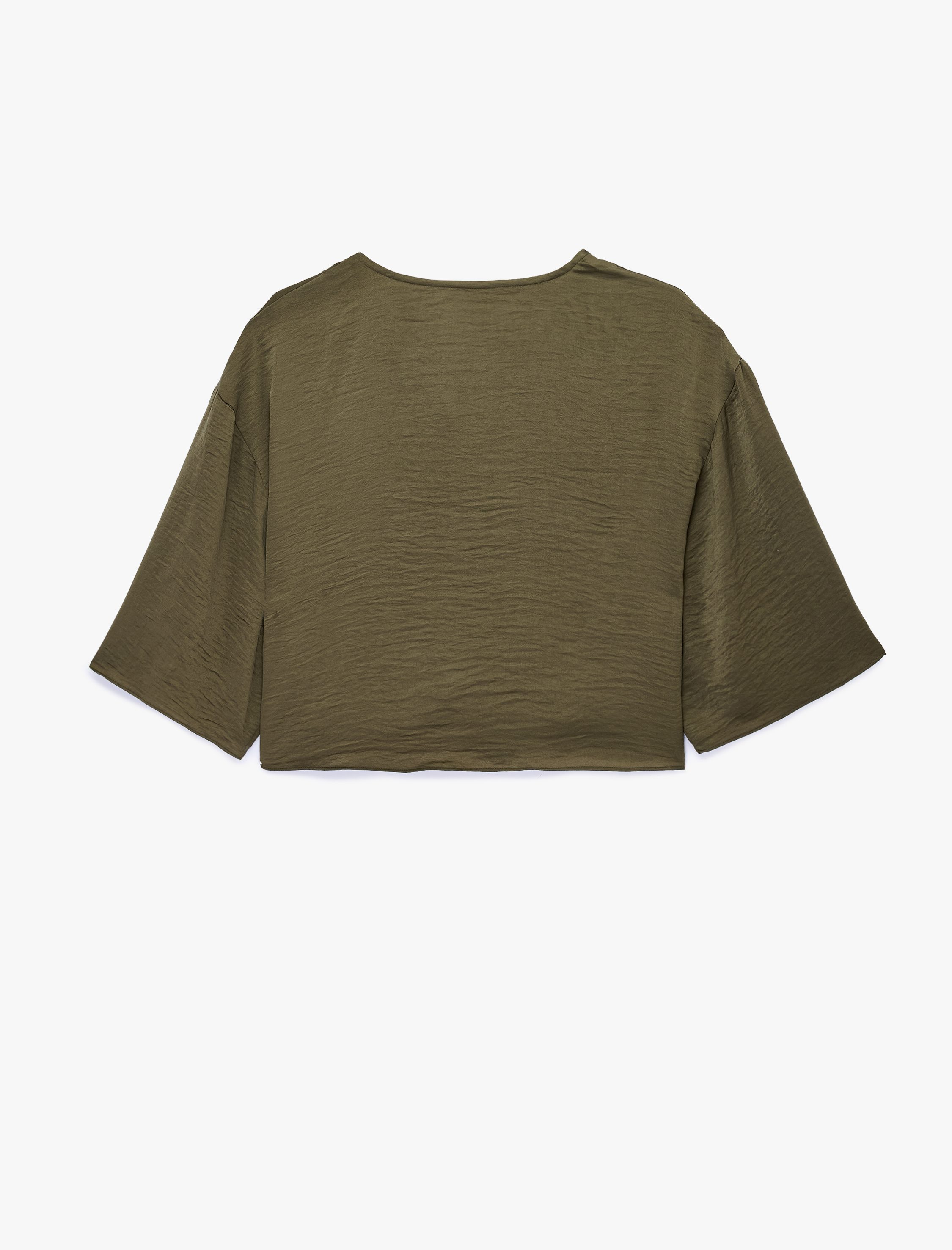   Rahat Kalıp Bağlamalı Yuvarlak Yaka Kısa Kollu Bluz