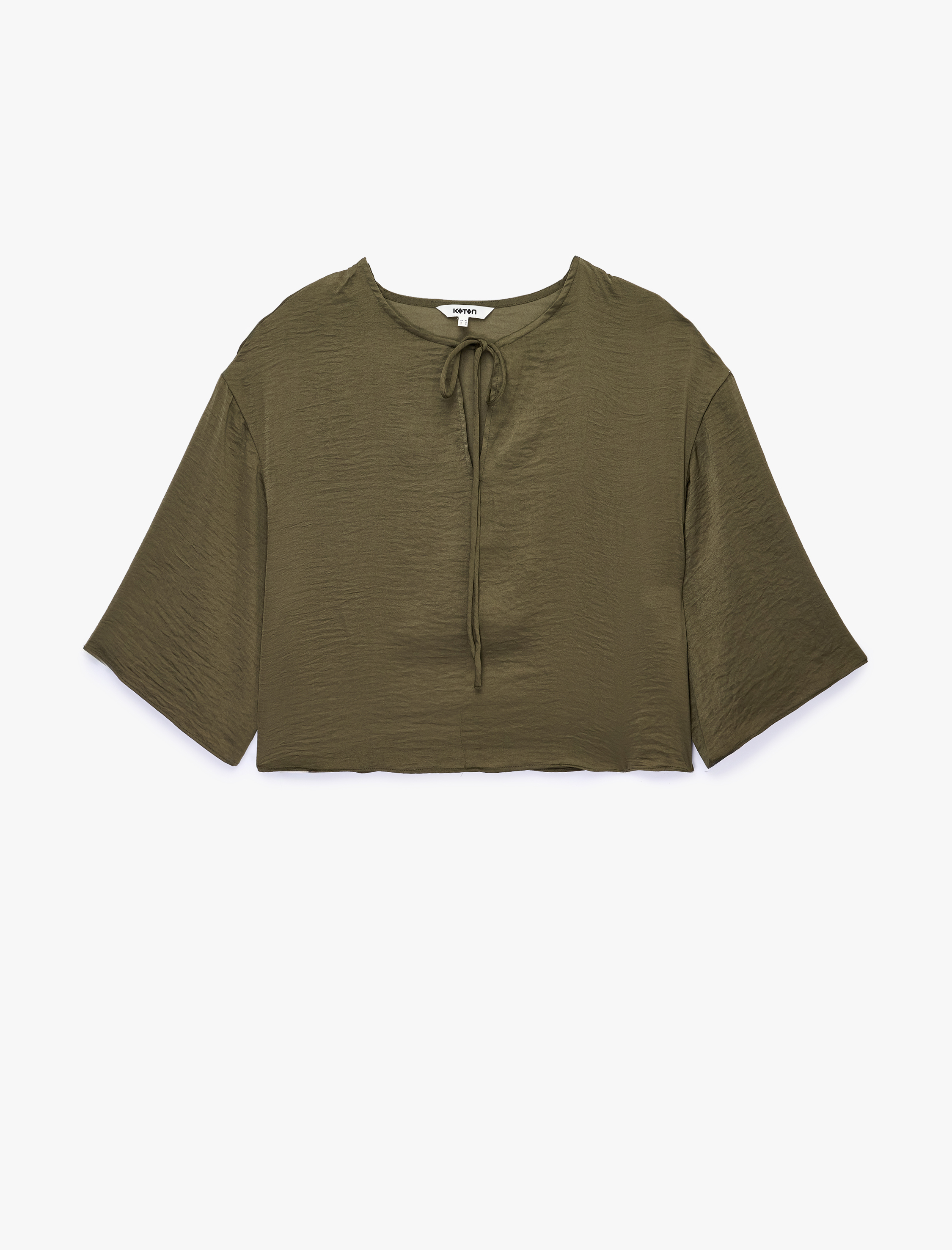   Rahat Kalıp Bağlamalı Yuvarlak Yaka Kısa Kollu Bluz