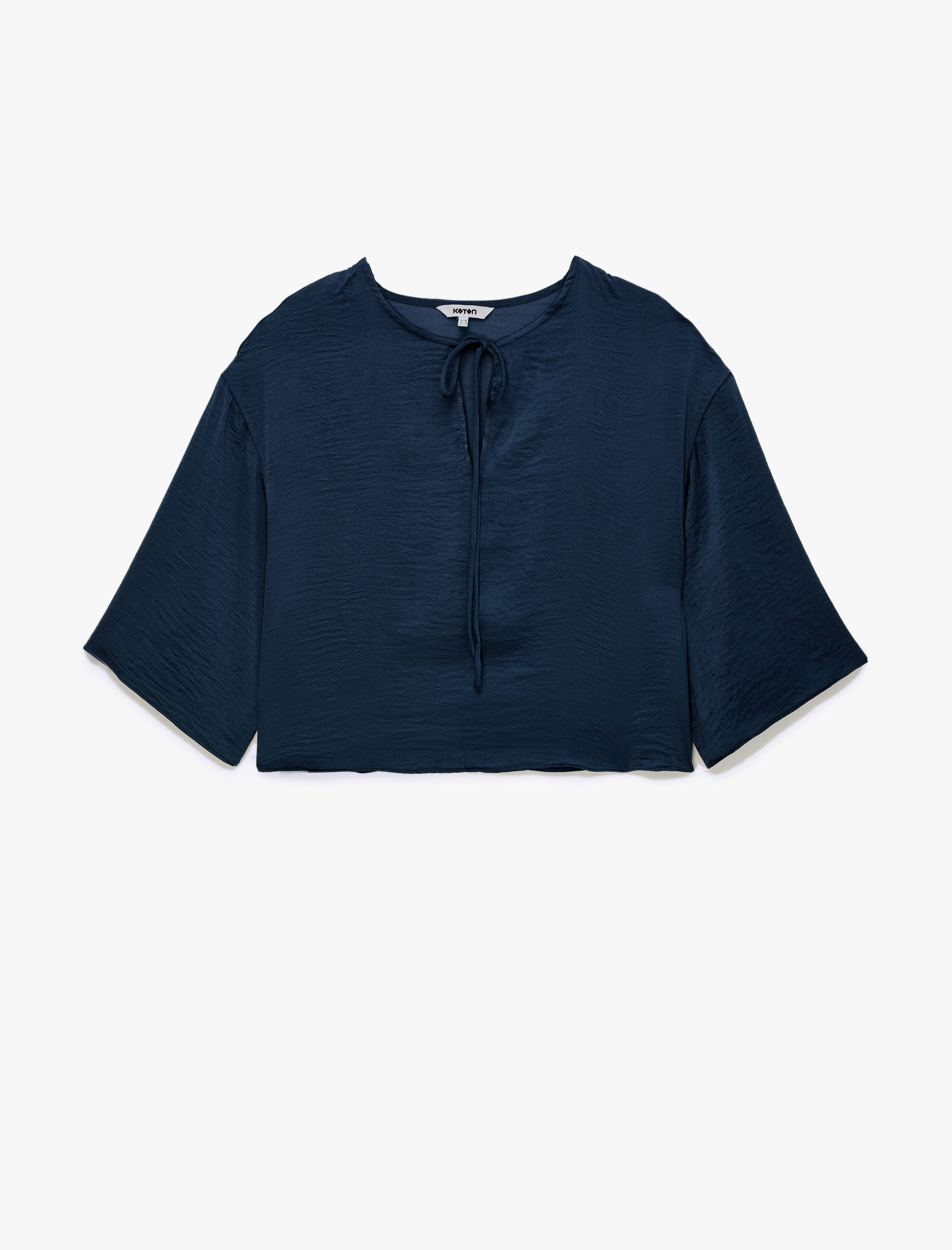   Rahat Kalıp Bağlamalı Yuvarlak Yaka Kısa Kollu Bluz