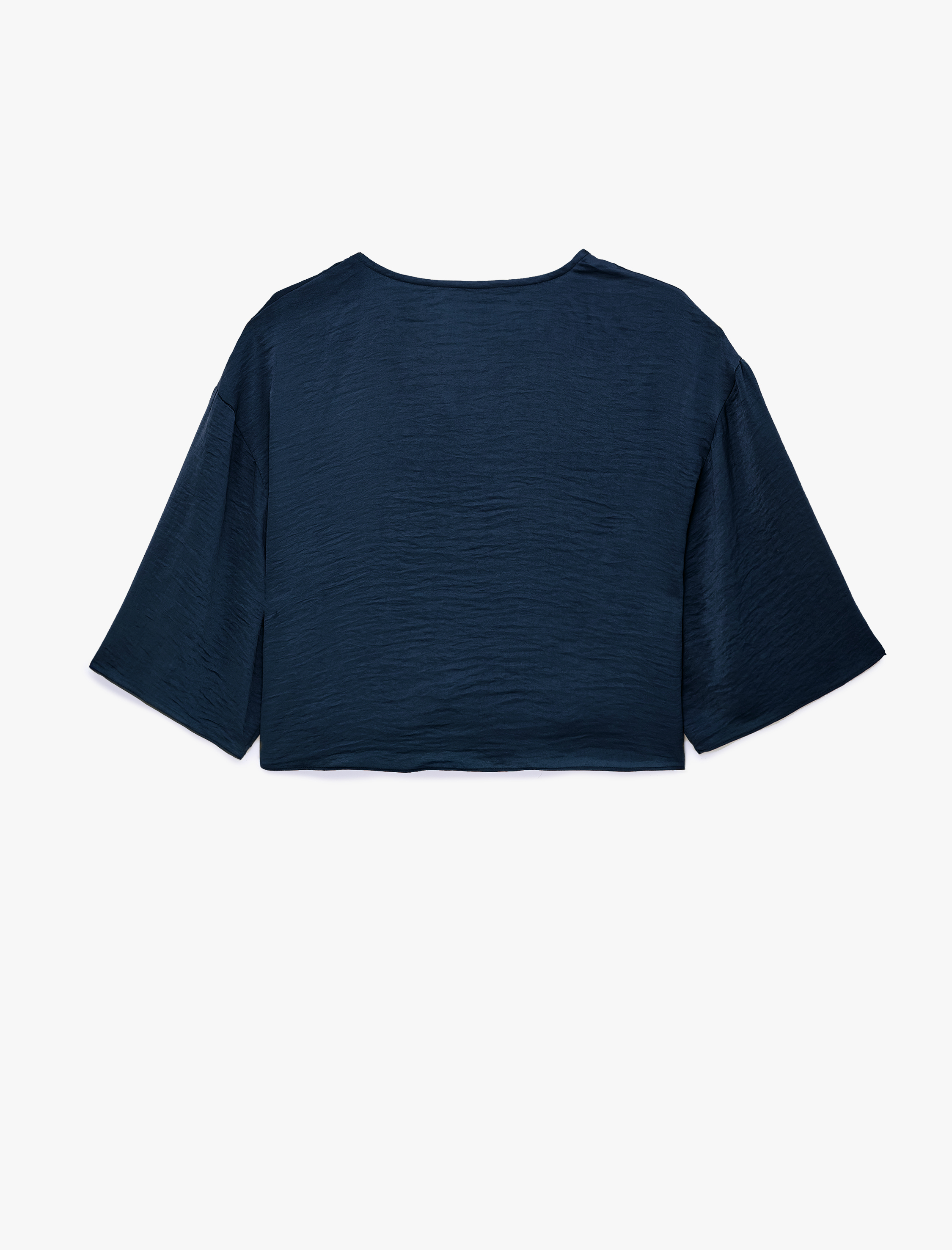   Rahat Kalıp Bağlamalı Yuvarlak Yaka Kısa Kollu Bluz