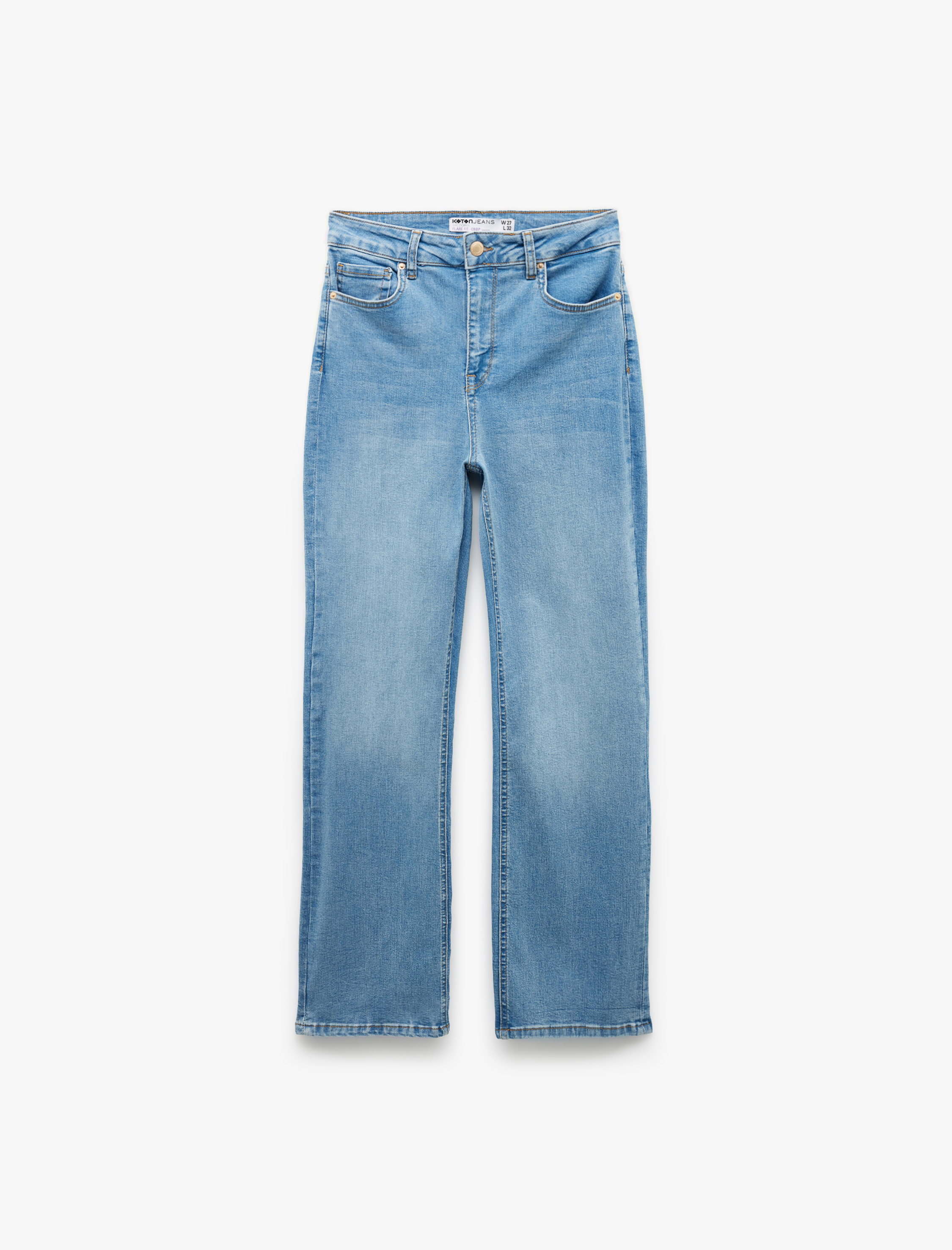   Yüksek Bel Kısa İspanyol Paça Jean Pantolon - Flare Jeans