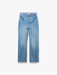 Yüksek Bel Kısa İspanyol Paça Jean Pantolon - Flare Jeans