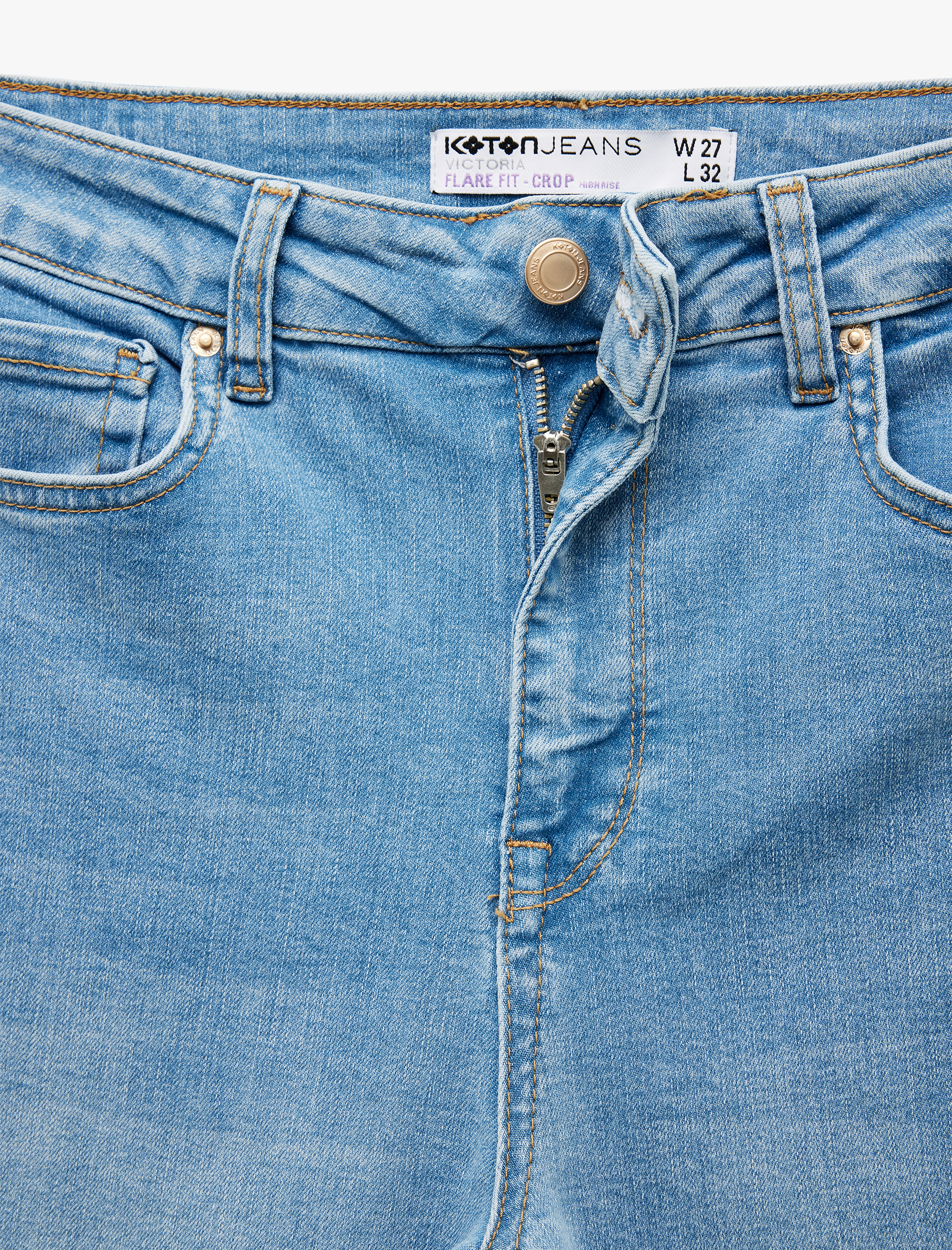   Yüksek Bel Kısa İspanyol Paça Jean Pantolon - Flare Jeans