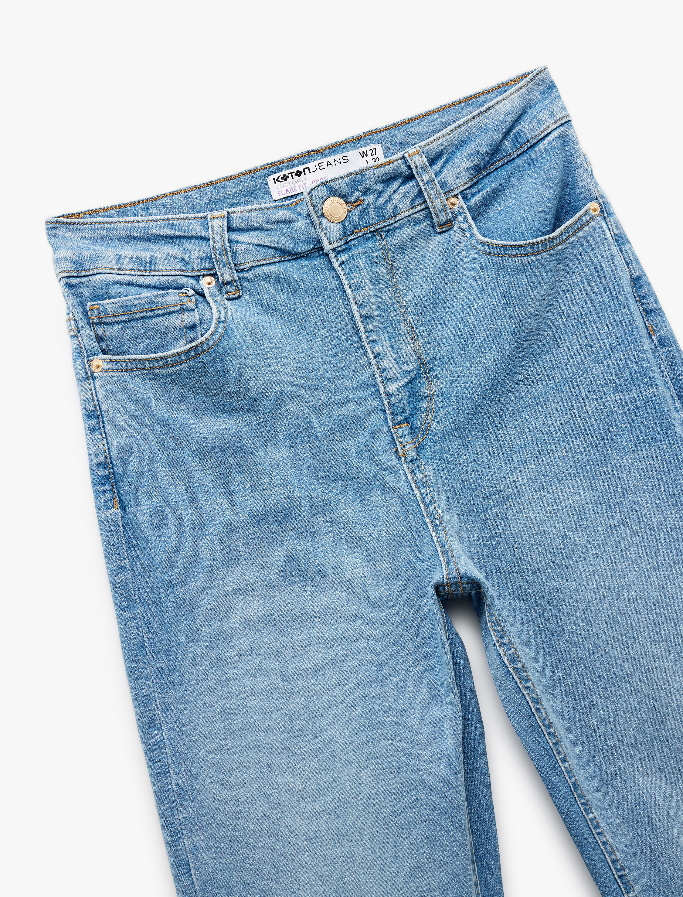   Yüksek Bel Kısa İspanyol Paça Jean Pantolon - Flare Jeans