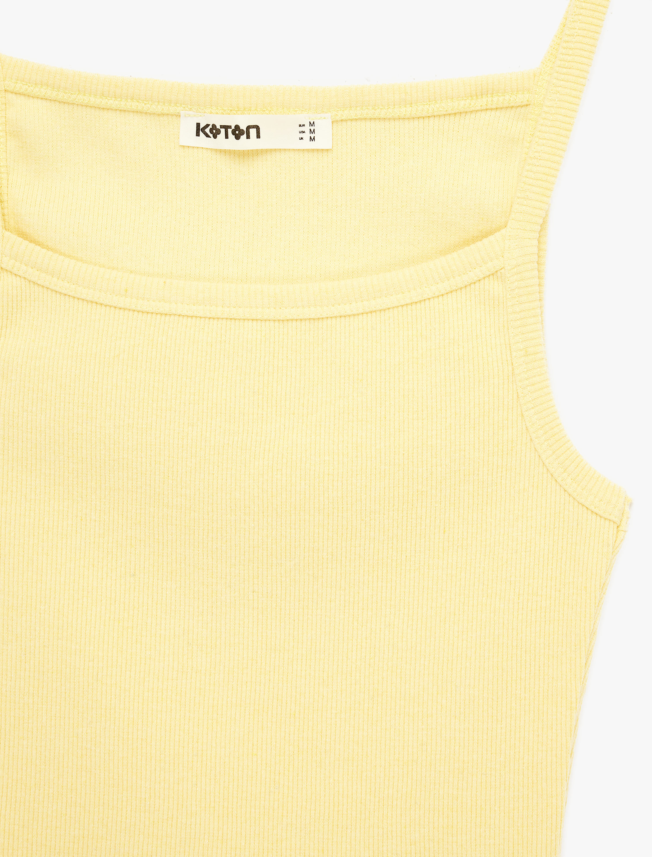   Slim Fit Ribanalı Kolsuz Kare Yaka Bluz