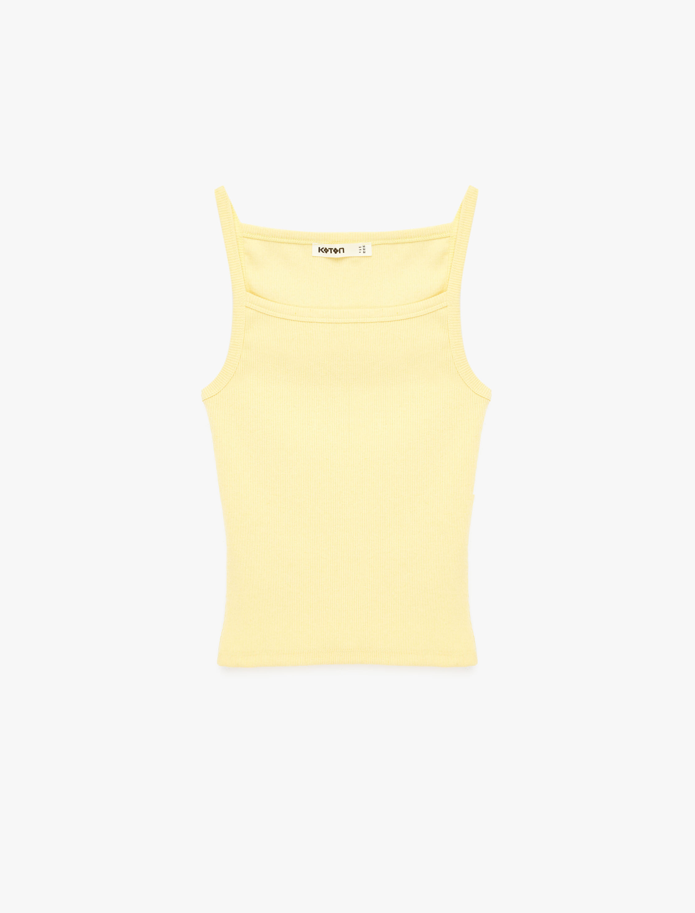   Slim Fit Ribanalı Kolsuz Kare Yaka Bluz