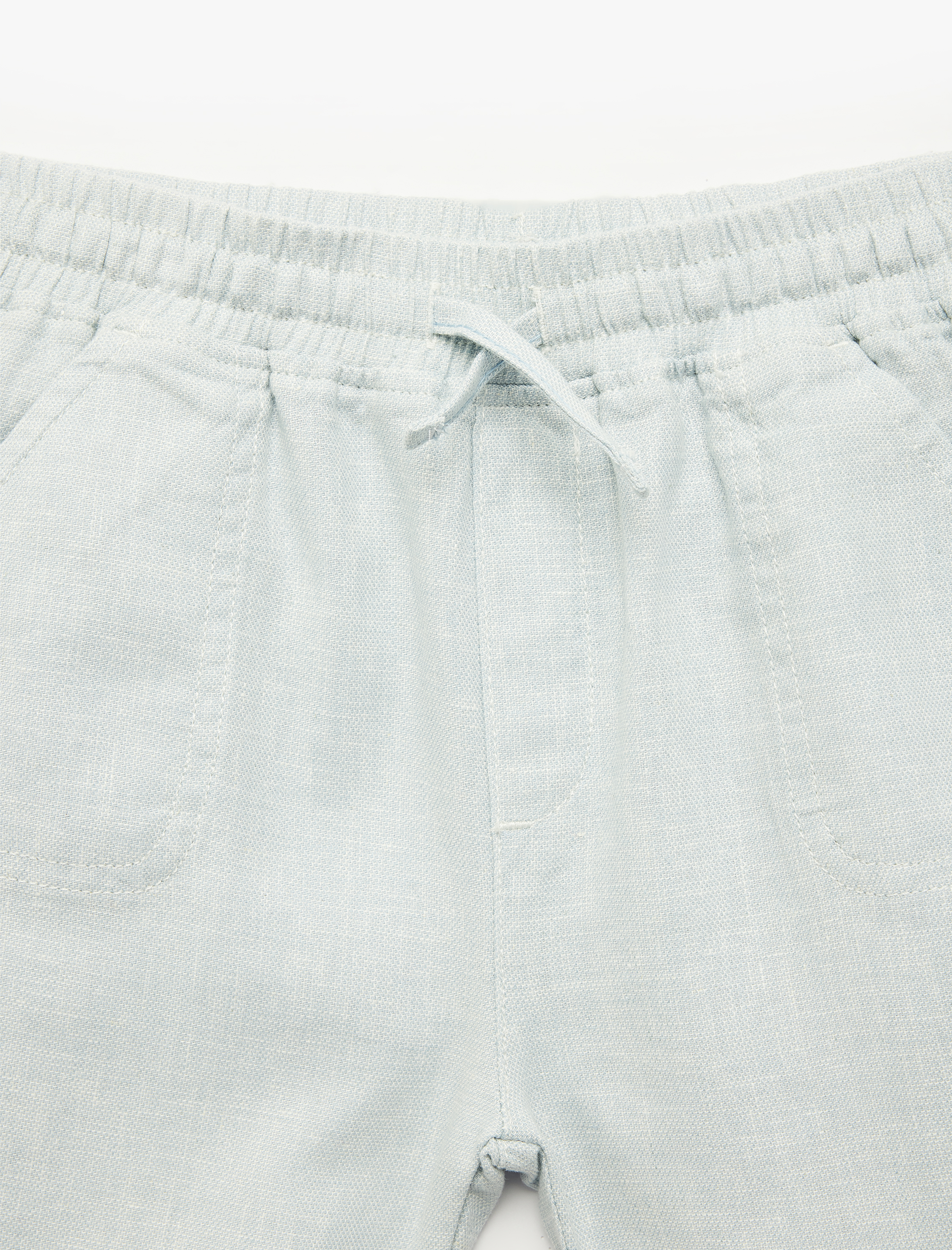  Erkek Bebek Keten ve Pamuk Karışımlı Beli Bağcıklı Bermuda Şort