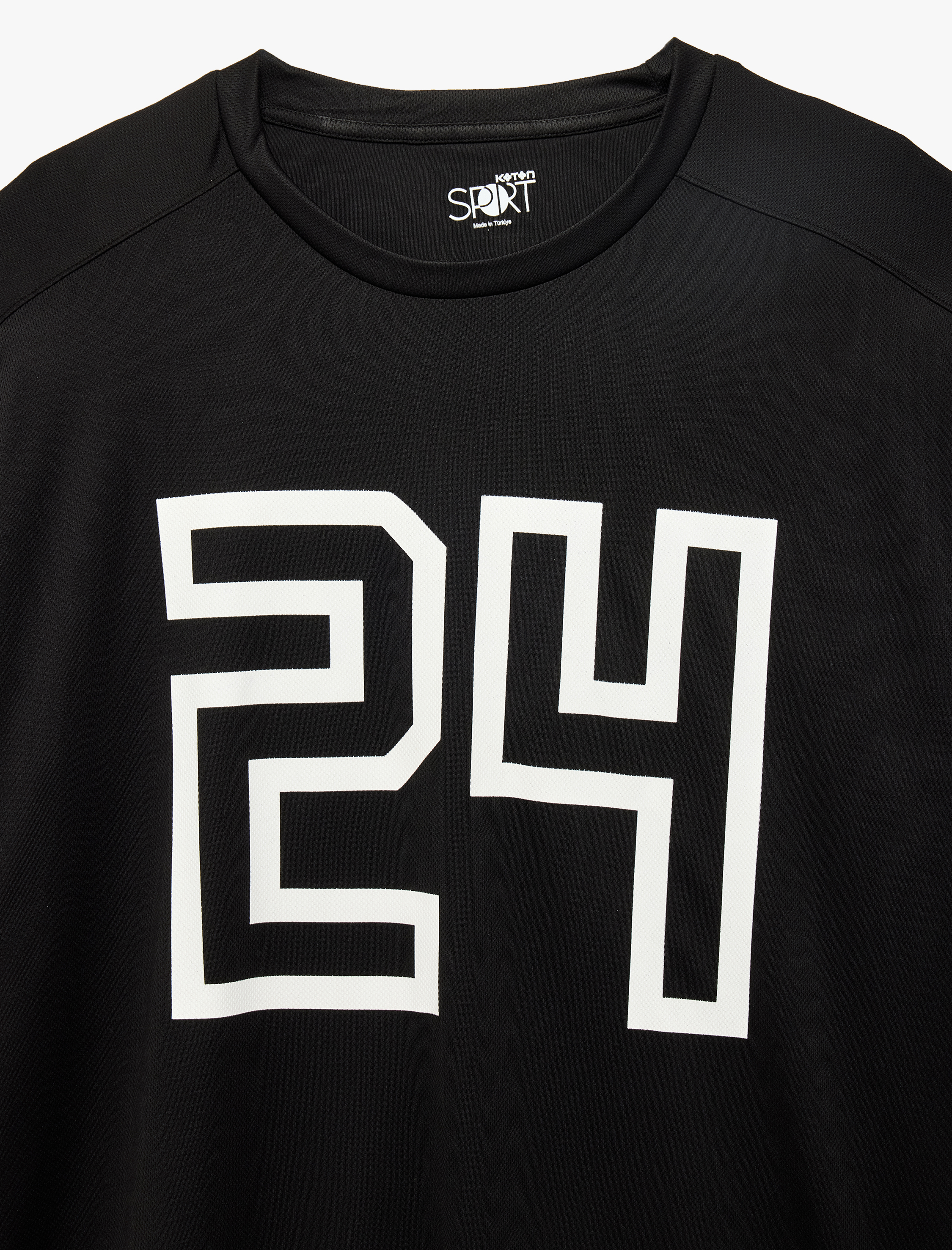   Yarım Kollu Çizgi Detaylı Bisiklet Yaka Baskılı Oversize Spor Tişört