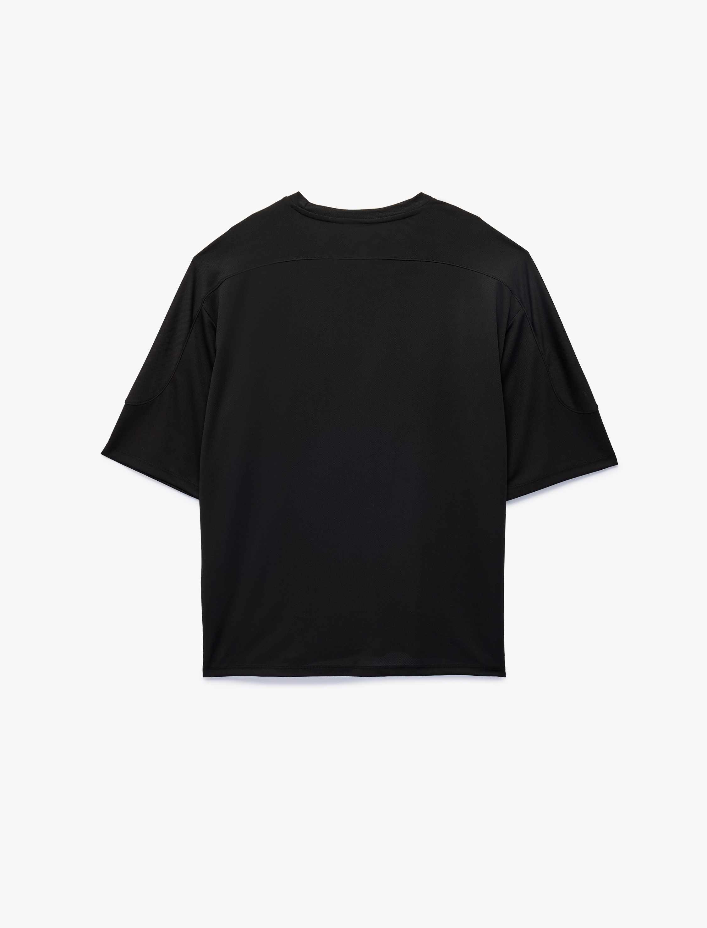   Yarım Kollu Çizgi Detaylı Bisiklet Yaka Baskılı Oversize Spor Tişört