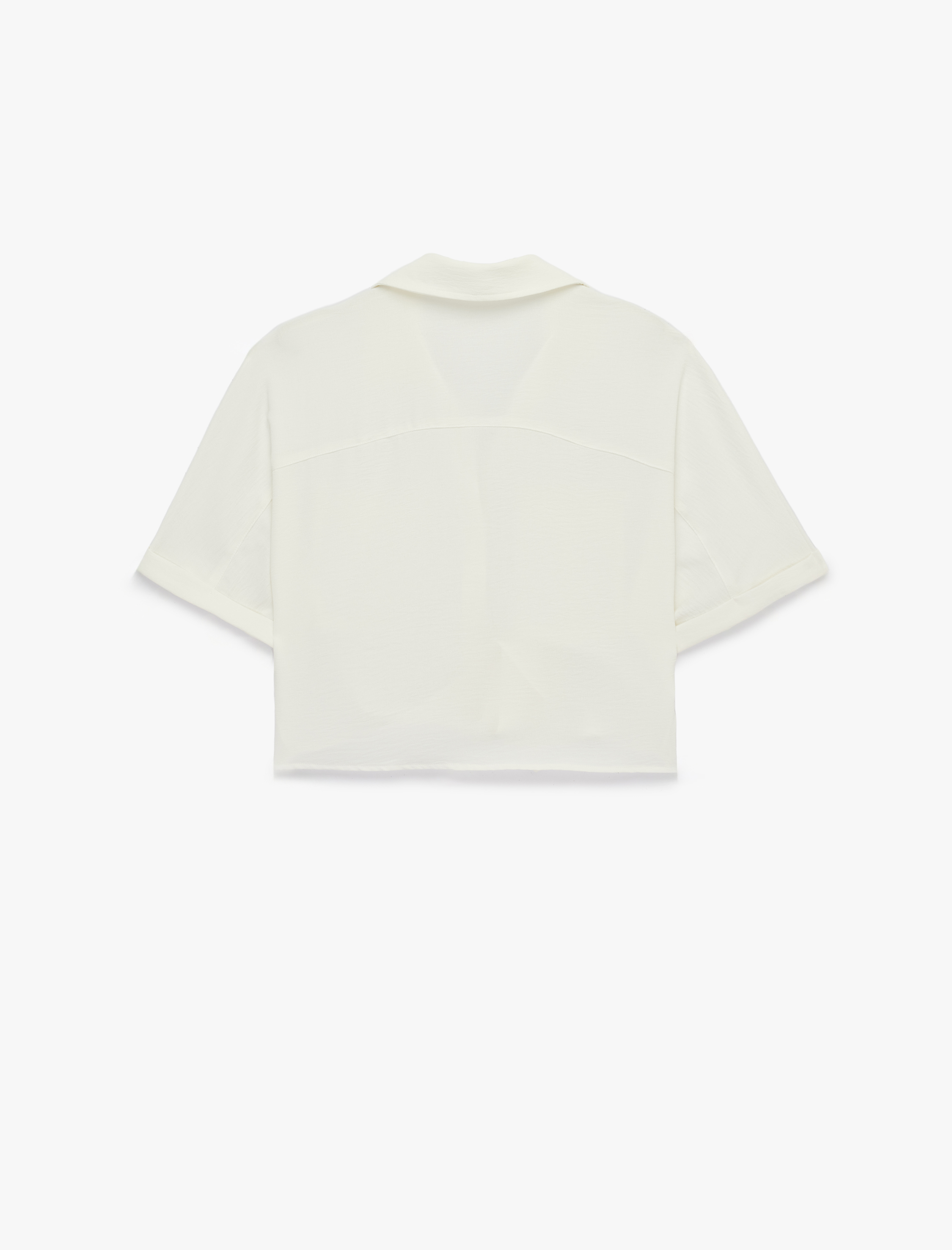   Aerobin Kumaş Rahat Kalıp Kısa Kollu Bağlama Detaylı Cepli Yazlık Gömlek