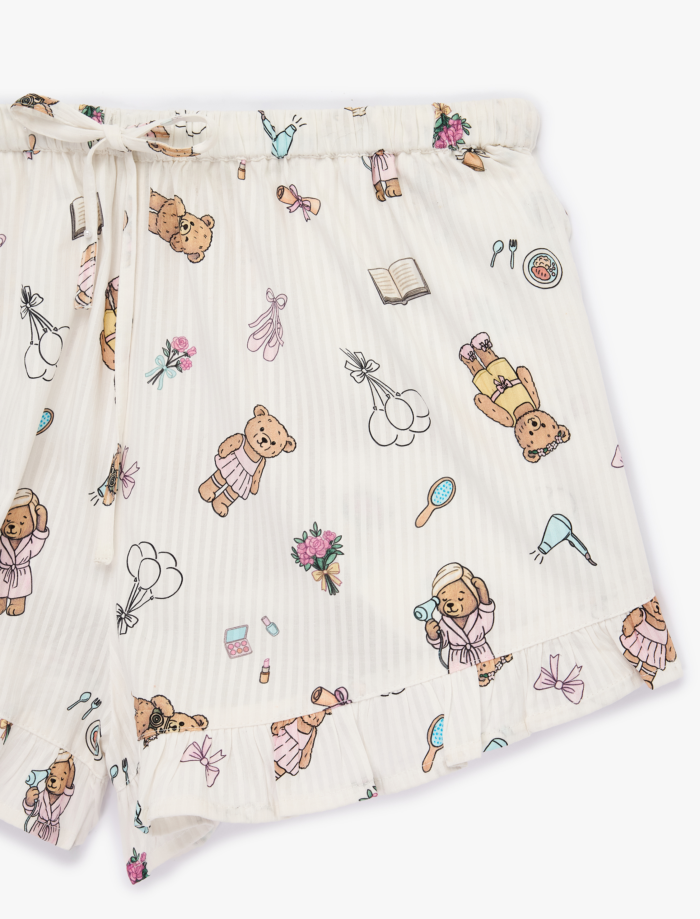   Pamuklu Baskılı Rahat Kesim Mini Şort Pijama Altı