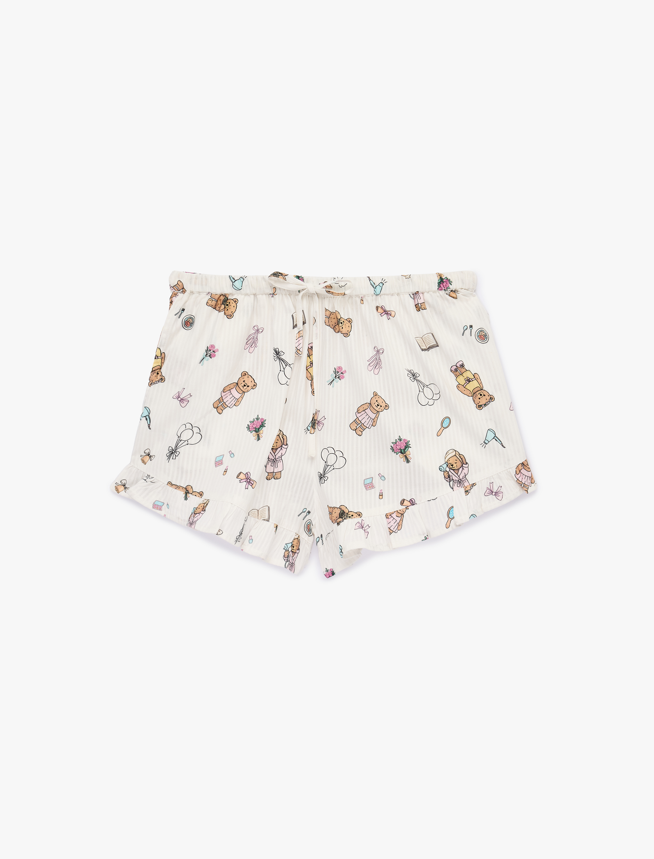   Pamuklu Baskılı Rahat Kesim Mini Şort Pijama Altı