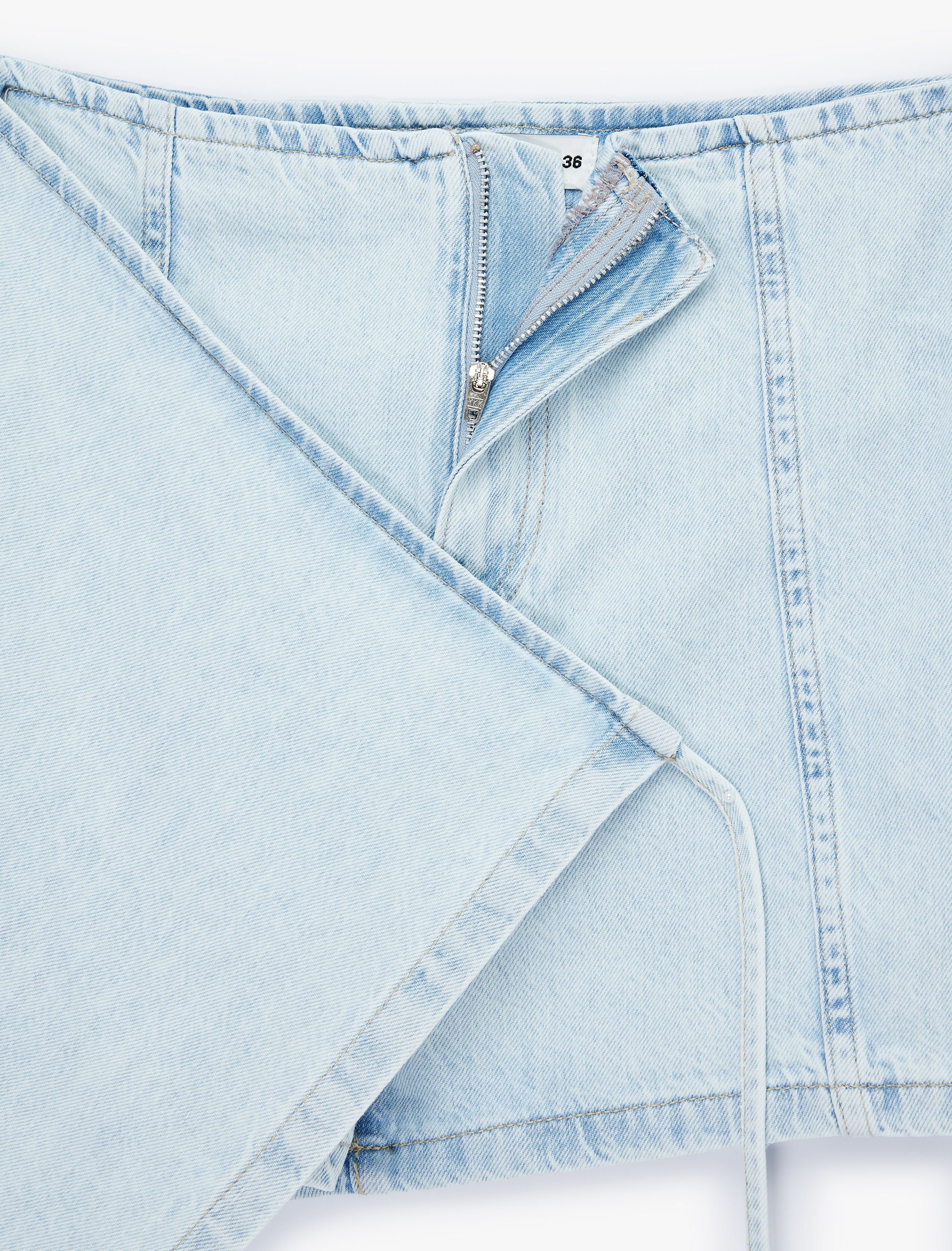   Bağcık Detaylı Pamuklu Mini Denim Şort Etek