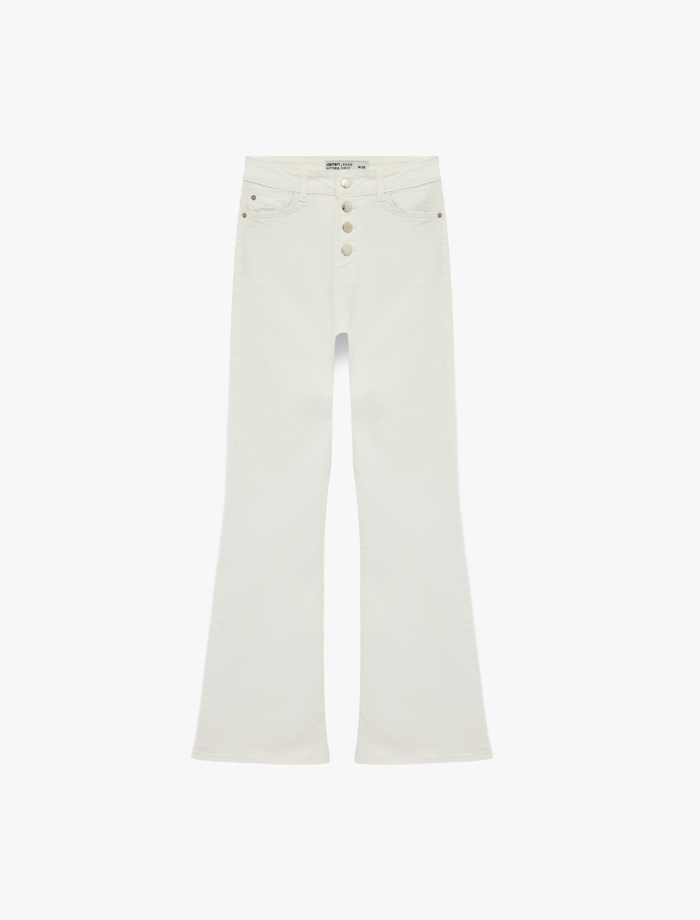   Yüksek Bel İspanyol Paça Düğmeli Jean Pantolon - Flare Jeans