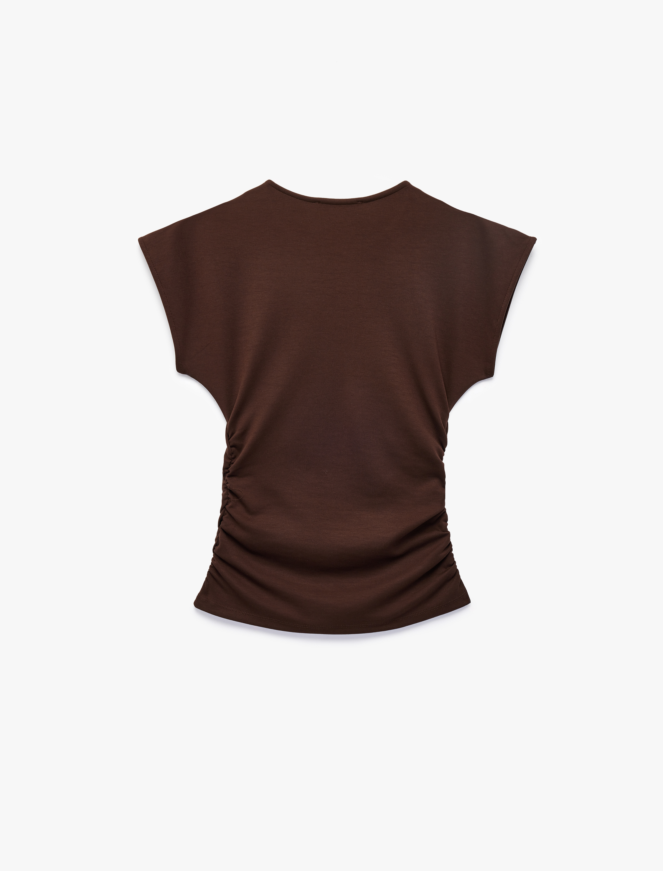   Slim Fit Kısa Kollu Bisiklet Yaka Büzgülü Tişört