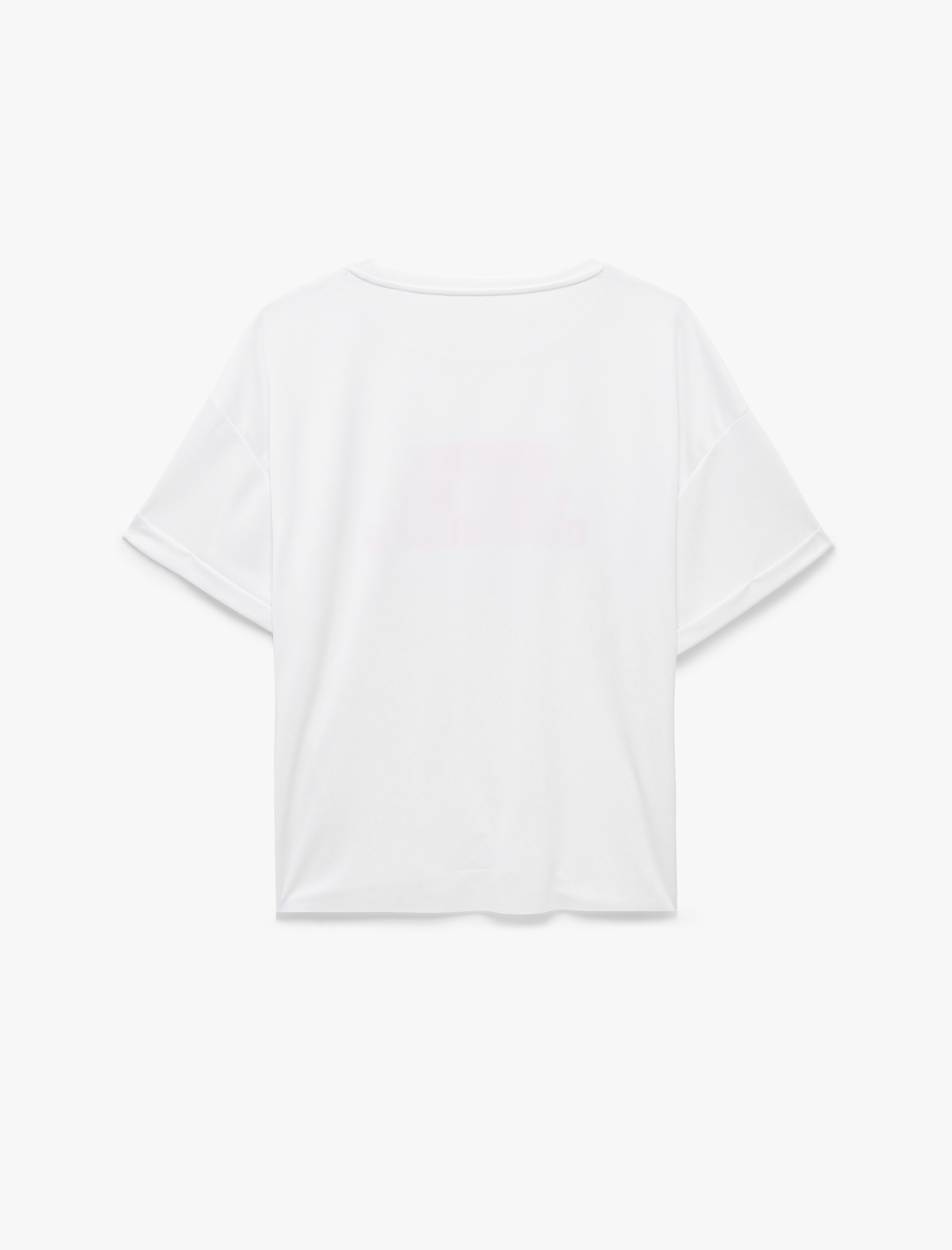   Oversize Yarım Kollu Bisiklet Yaka Baskılı Spor Tişört