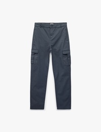 Pamuklu Kapaklı Cep Detaylı Gabardin Kargo Pantolon