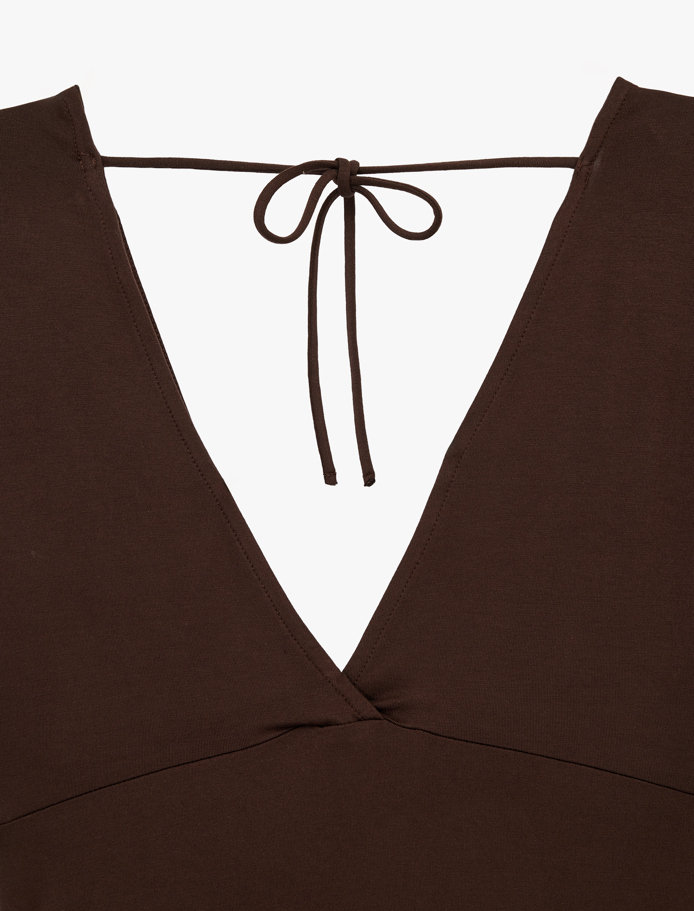   Slim Fit Kısa Kollu Bağlama Detaylı V Yaka Bluz