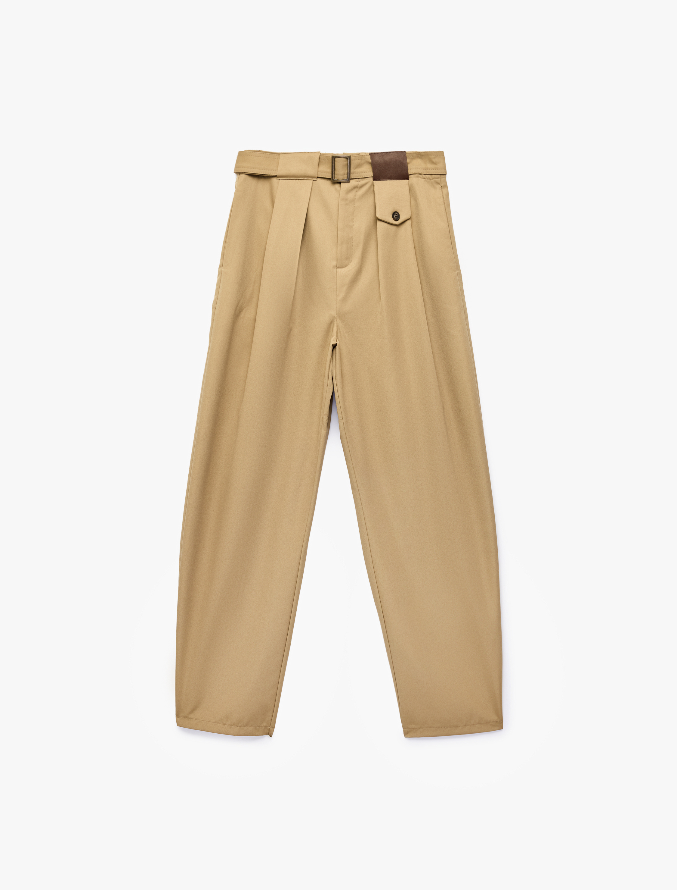   Cepli Kemer Detaylı Hafif Balon Kesim Yüksek Bel Pantolon