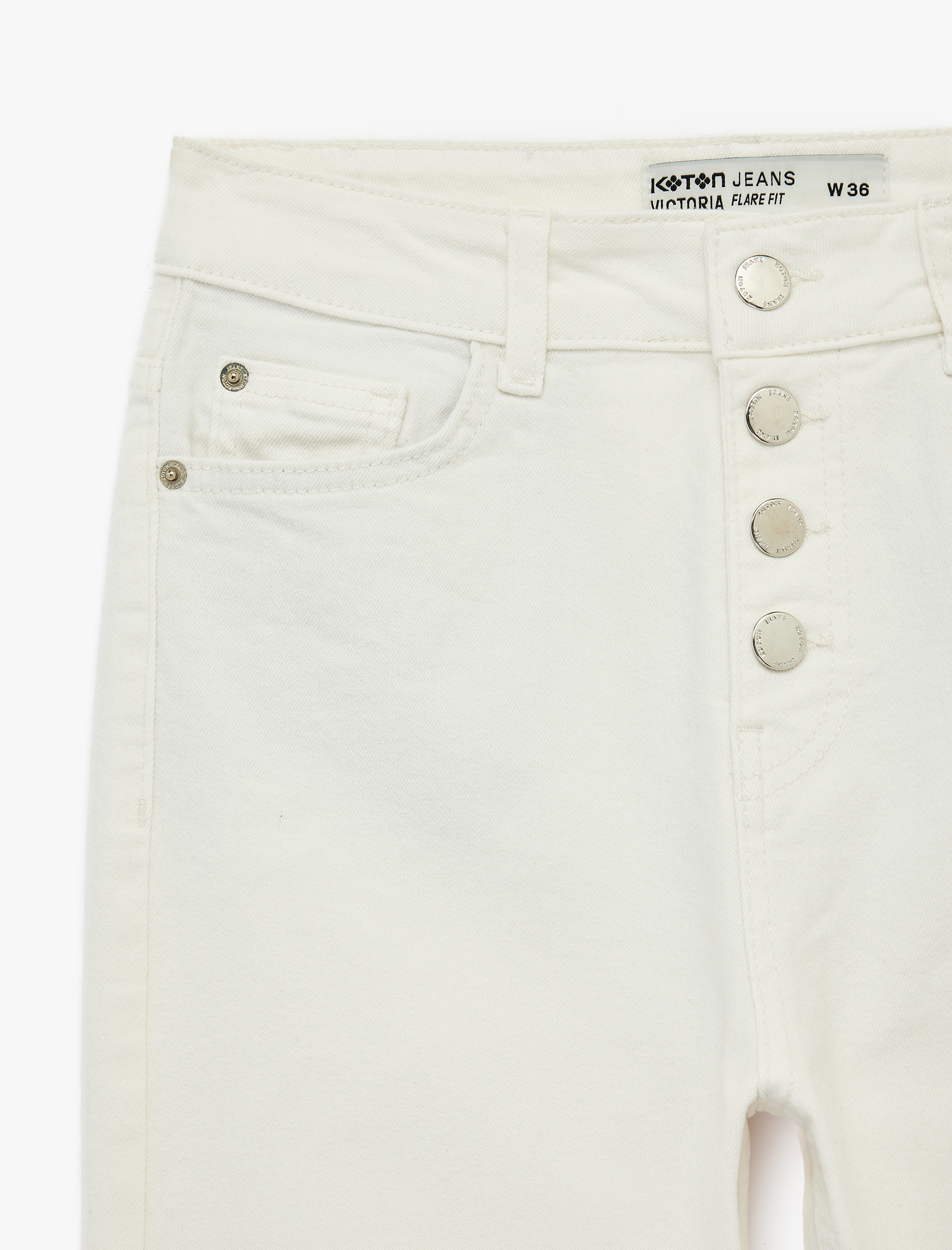   Yüksek Bel İspanyol Paça Düğmeli Jean Pantolon - Flare Jeans