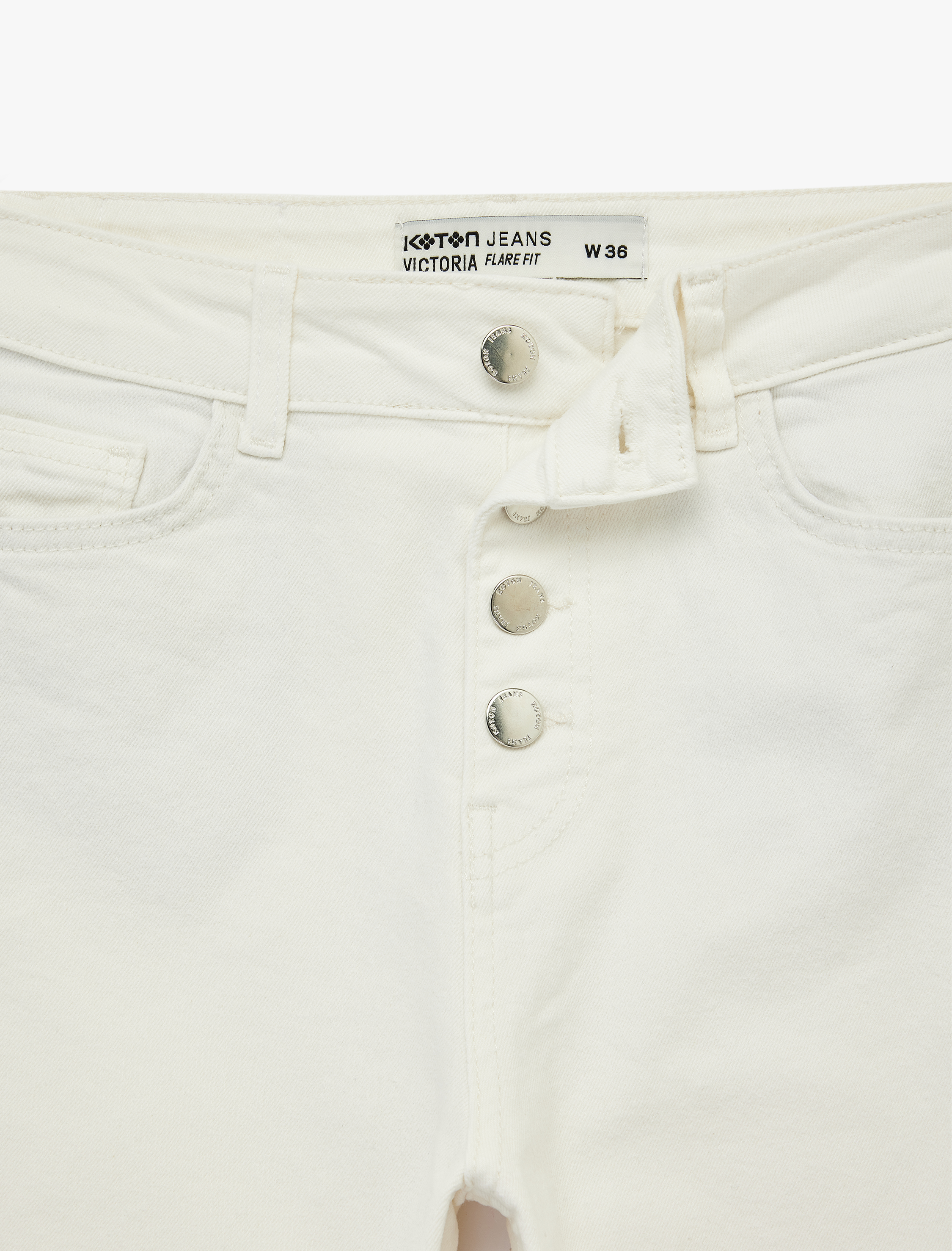   Yüksek Bel İspanyol Paça Düğmeli Jean Pantolon - Flare Jeans