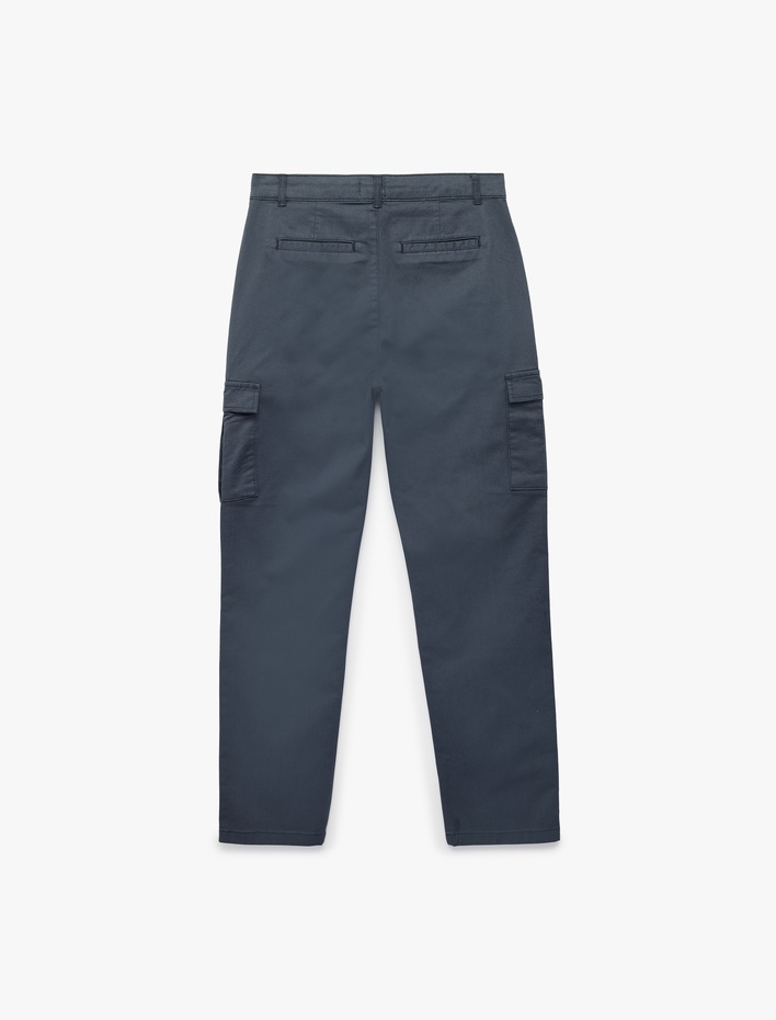 Erkek Çocuk Pamuklu Kapaklı Cep Detaylı Gabardin Kargo Pantolon