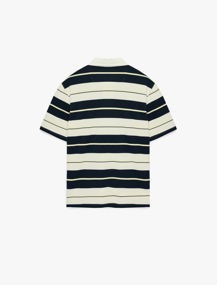  Regular Fit Kısa Kollu Çizgili Polo Yaka Tişört