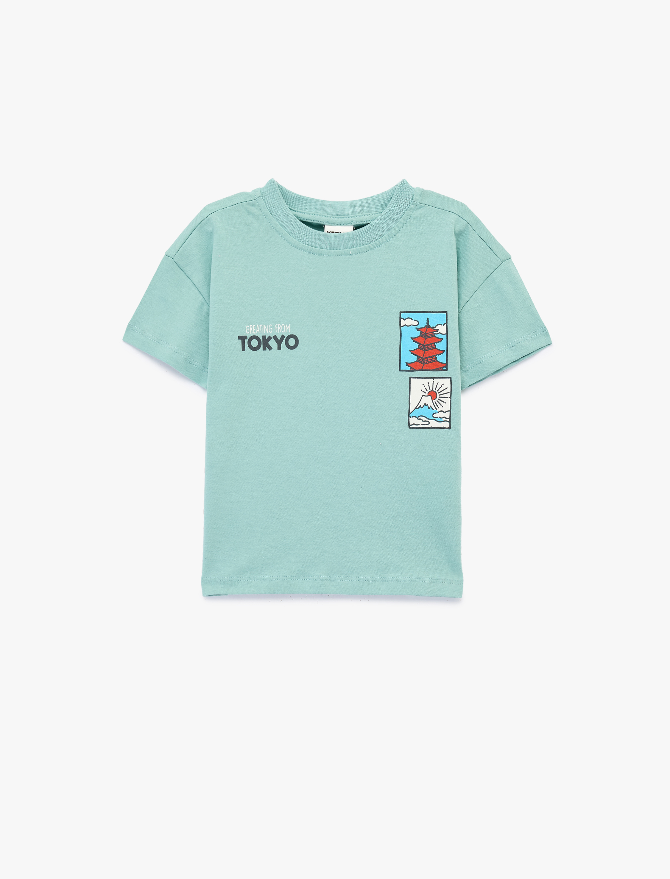  Erkek Bebek Baskılı Kısa Kollu Bisiklet Yaka Pamuklu Oversize Tişört