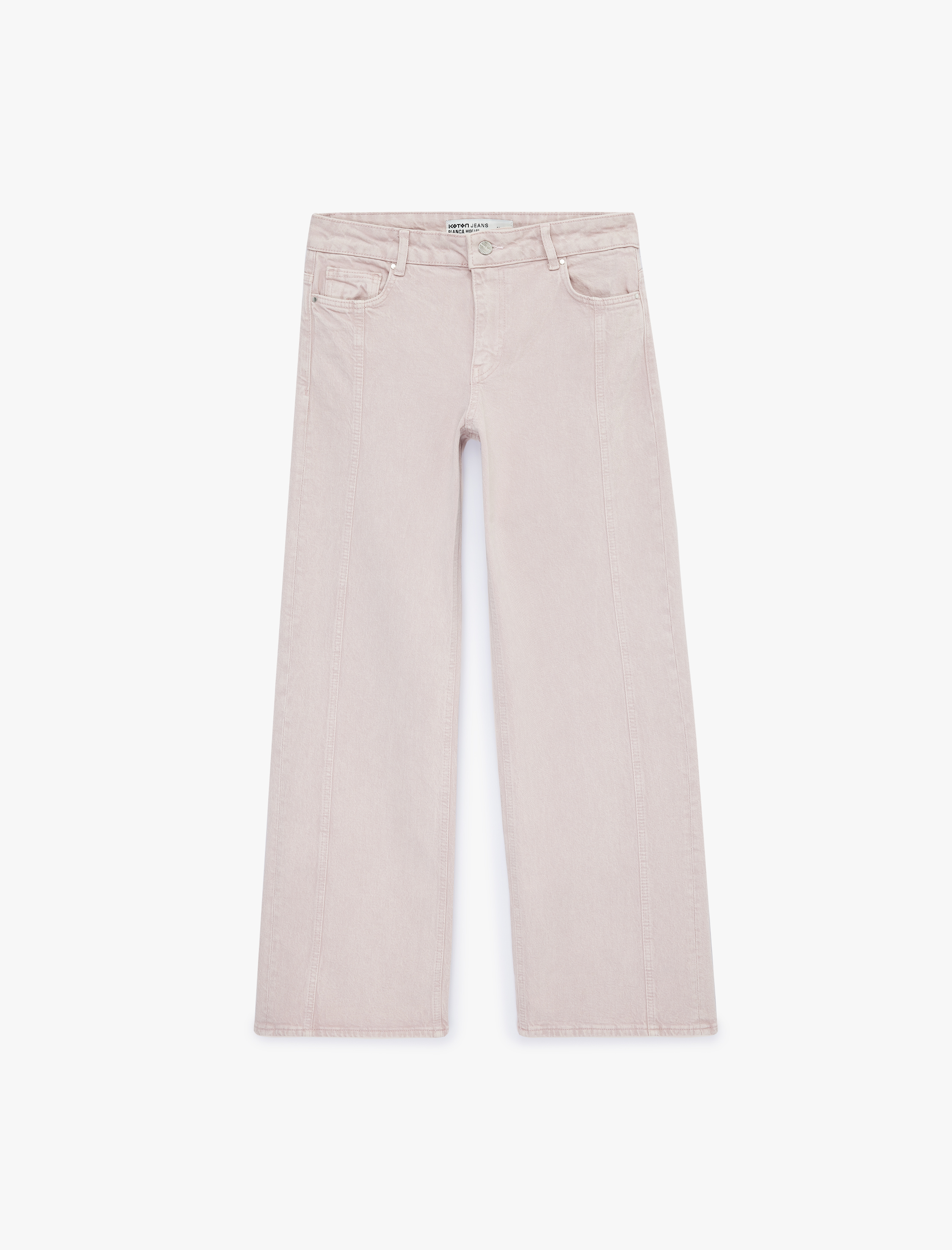   Pamuklu Düşük Bel Nervürlü Geniş Paça Denim Pantolon  - Wide Leg Jeans