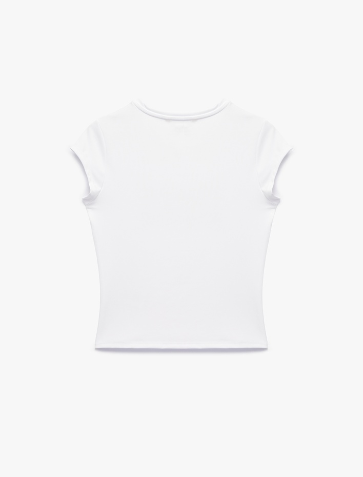  Rahat Kalıp Kısa Kollu Bisiklet Yaka Baskılı Spor Tişört