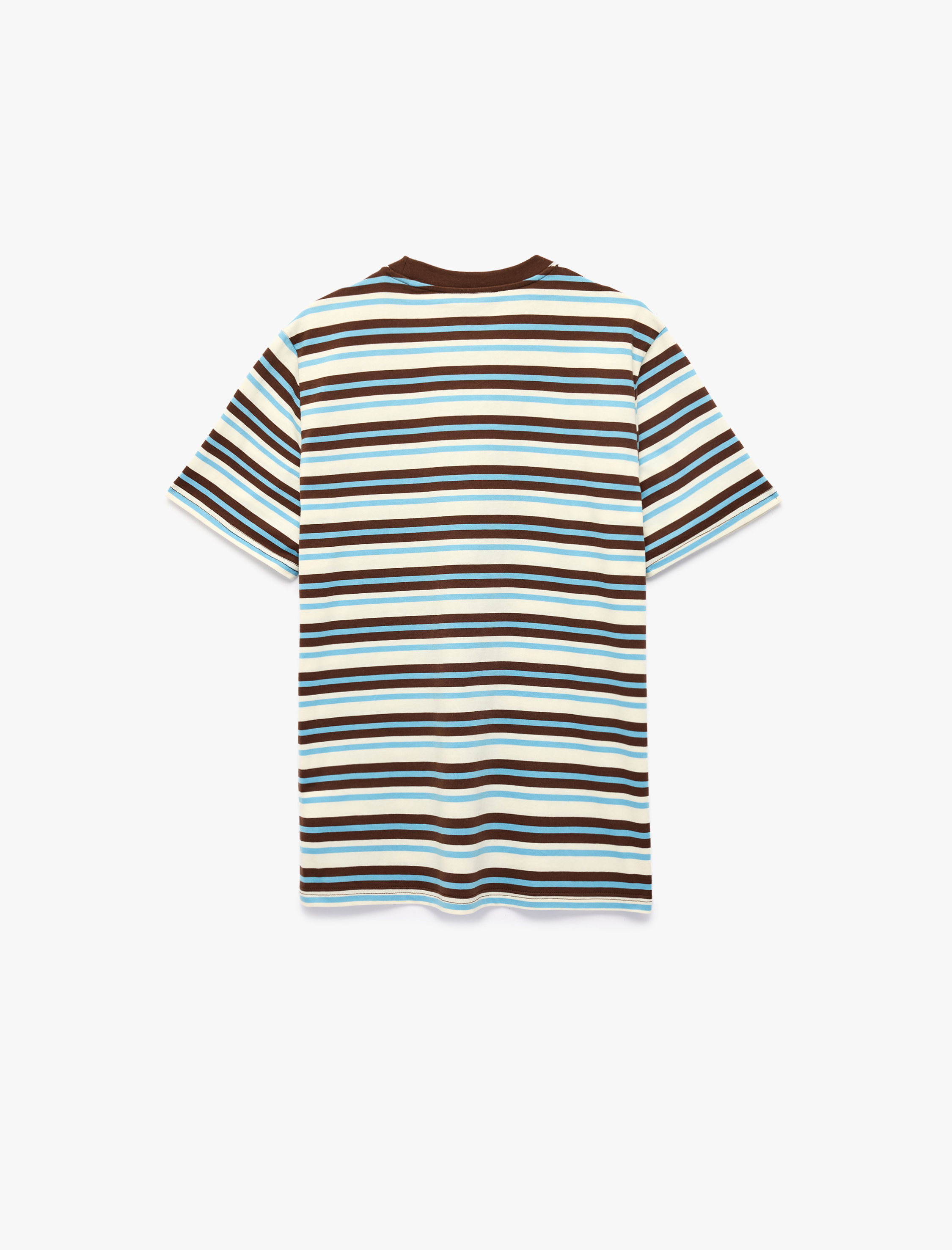   Regular Fit Kısa Kollu Bisiklet Yaka Pamuklu Çizgili Tişört