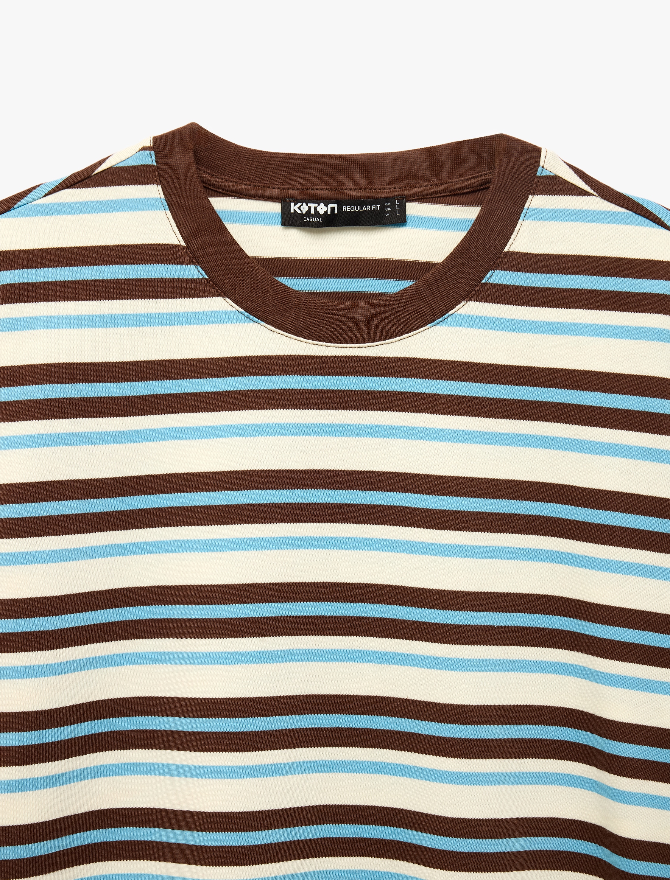   Regular Fit Kısa Kollu Bisiklet Yaka Pamuklu Çizgili Tişört