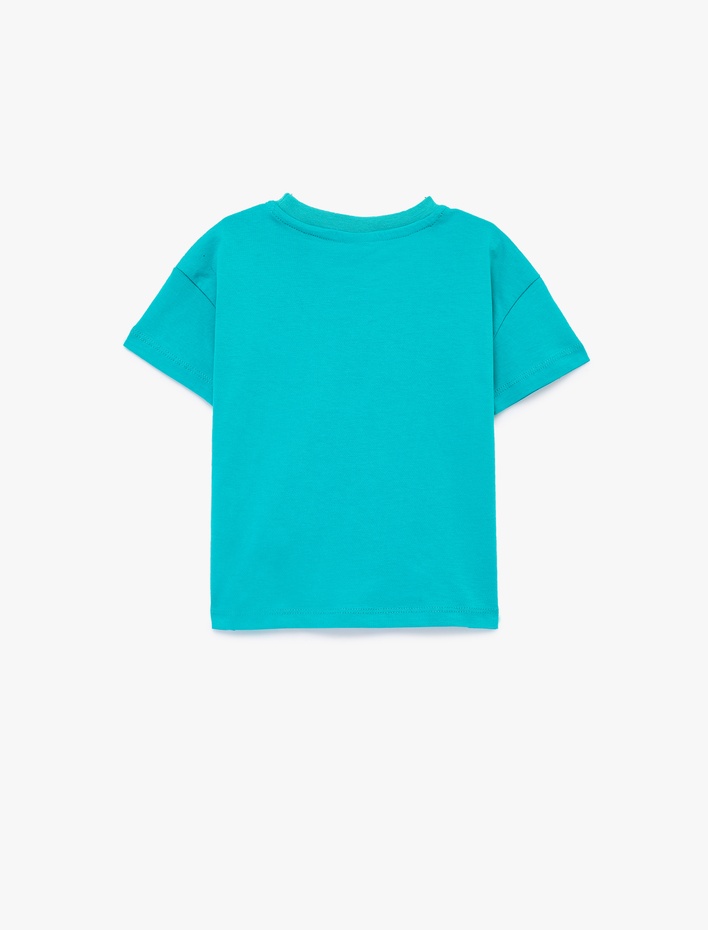 Erkek Bebek Kısa Kollu Pamuklu Bisiklet Yaka Baskılı Oversize Tişört