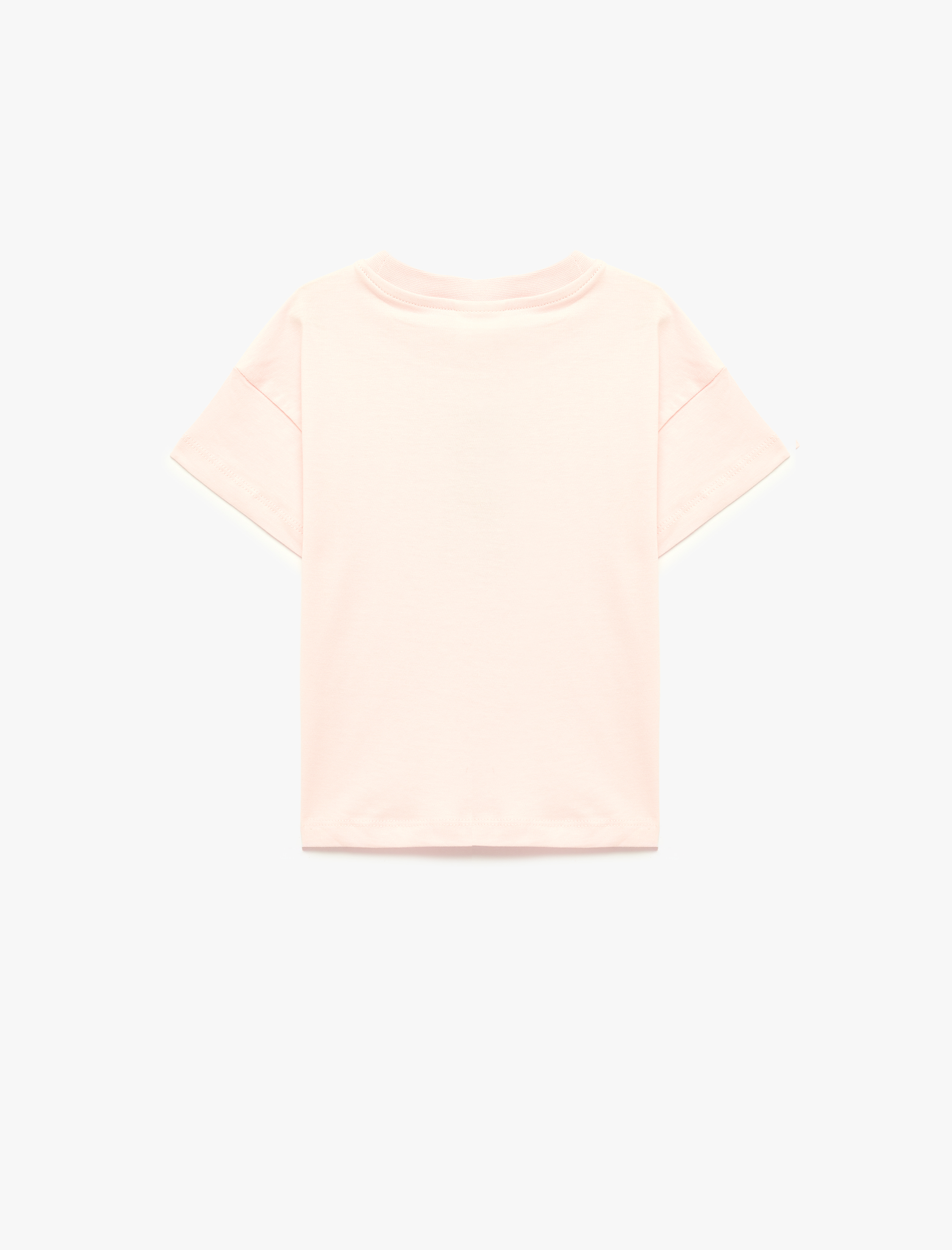  Kız Bebek Pamuklu Bisiklet Yaka Kısa Kollu Baskılı Tişört