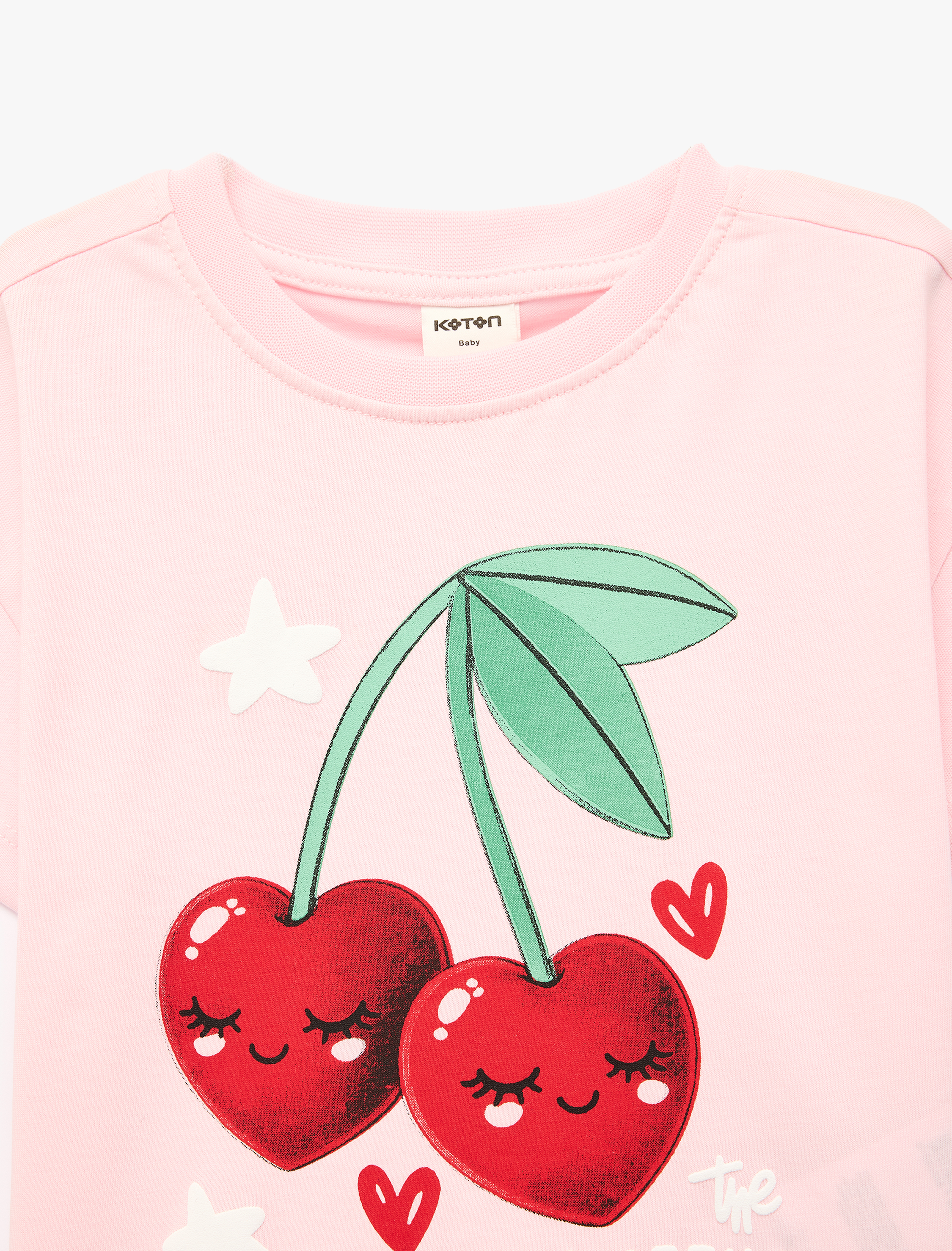  Kız Bebek Pamuklu Baskılı Kısa Kollu Bisiklet Yaka Tişört