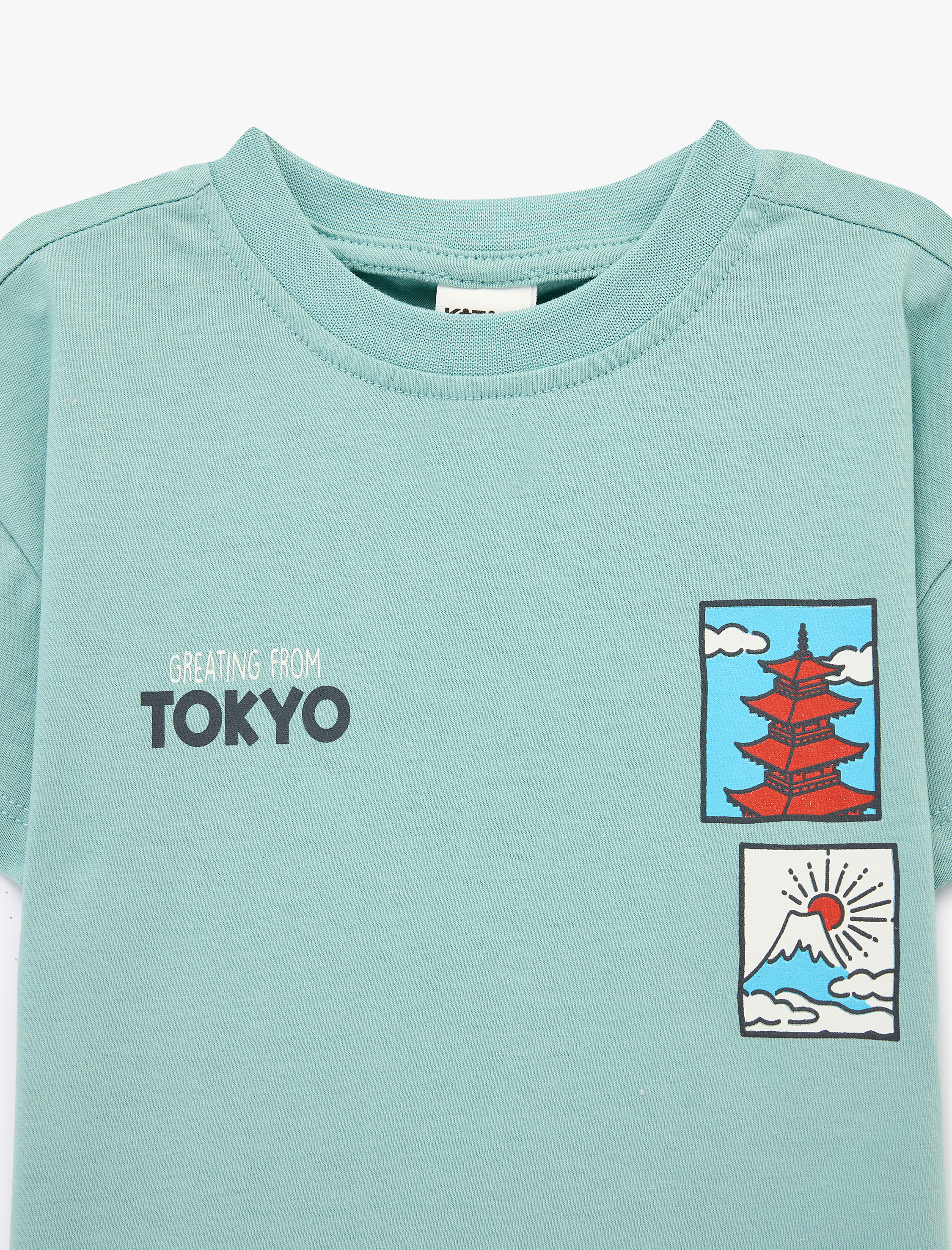  Erkek Bebek Baskılı Kısa Kollu Bisiklet Yaka Pamuklu Oversize Tişört