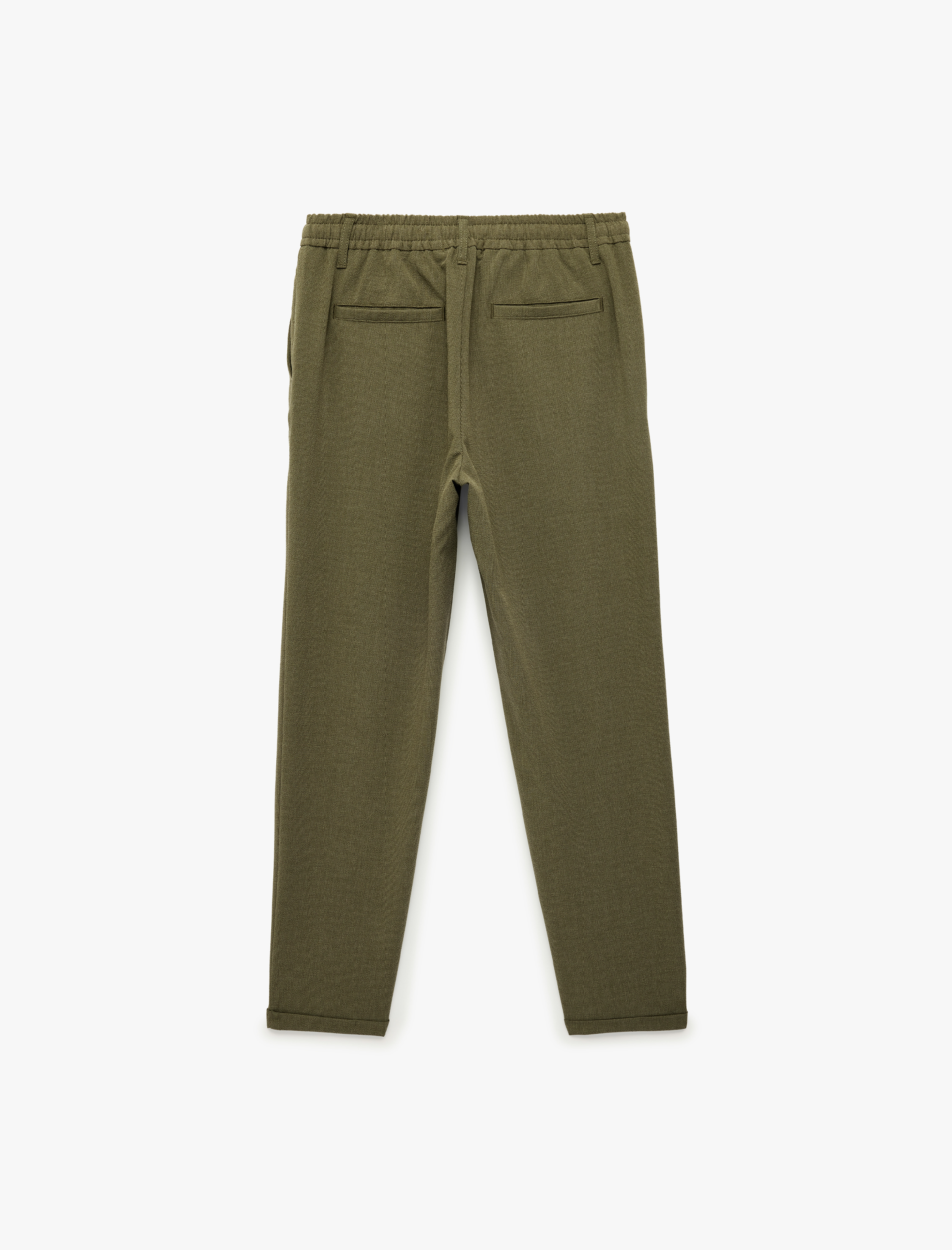   Duble Paça Cepli Viskon Karışımlı Beli Bağcıklı Düğmeli Kumaş Pantolon