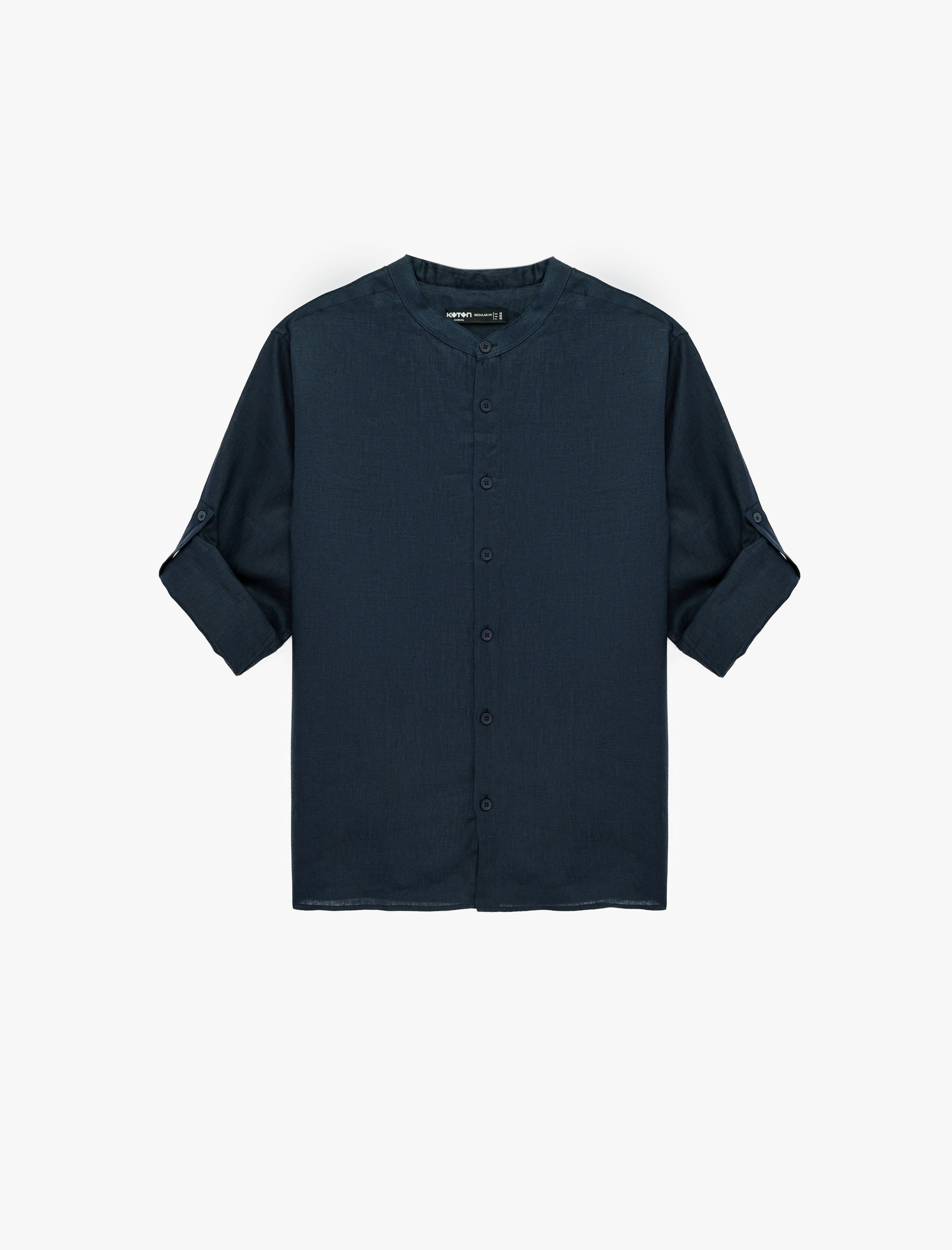   Regular Fit Uzun Kollu Hakim Yaka Keten Gömlek