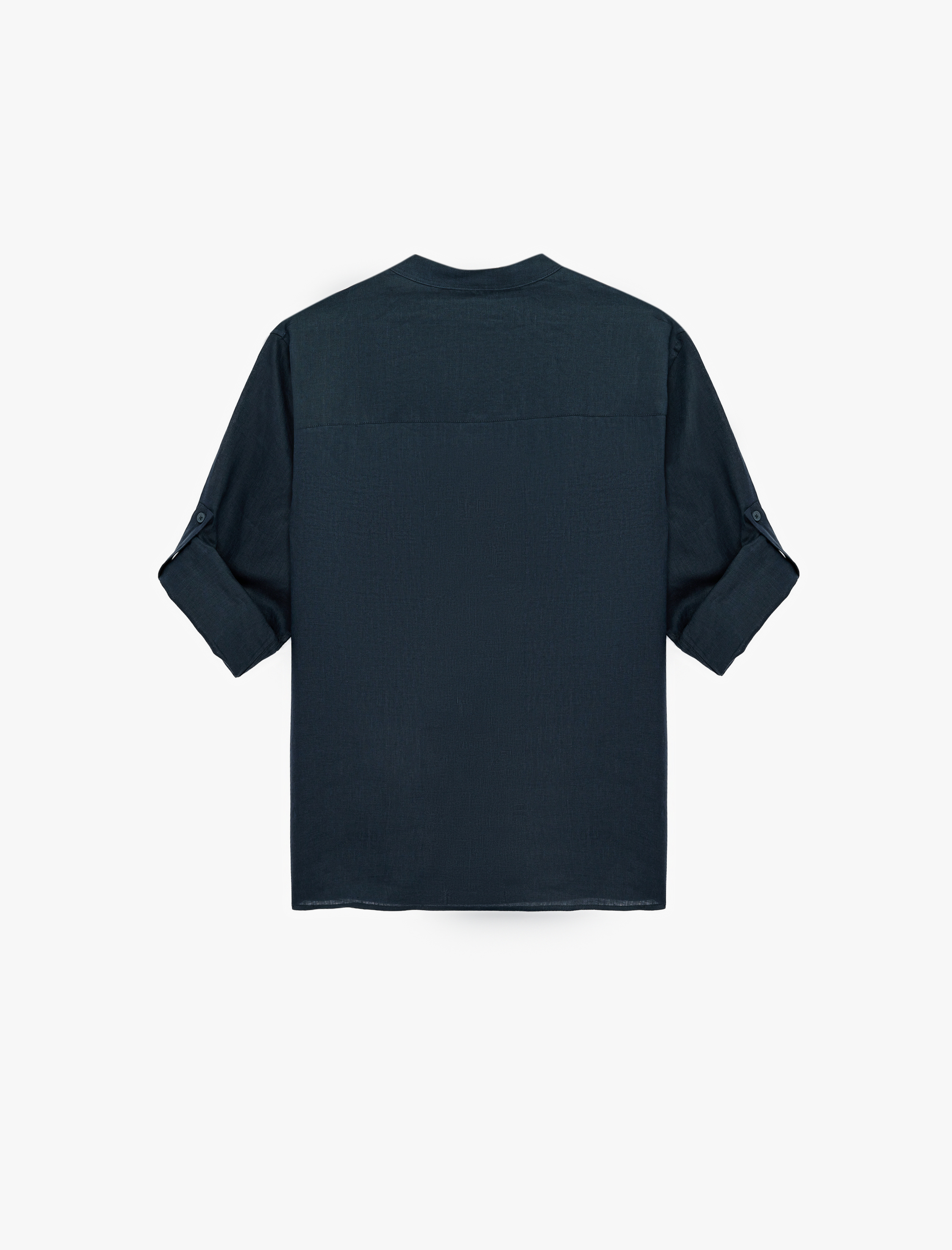   Regular Fit Uzun Kollu Hakim Yaka Keten Gömlek