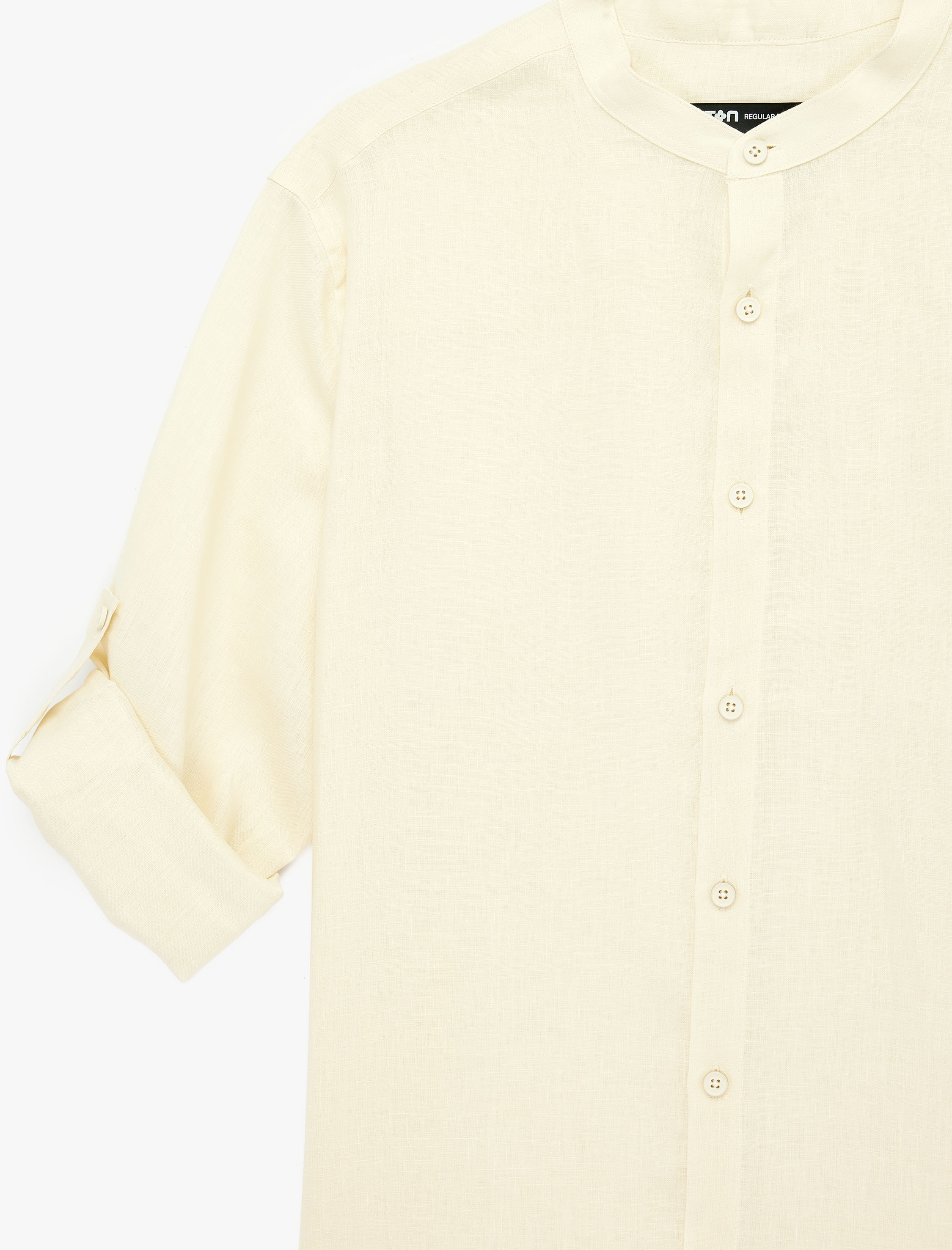   Regular Fit Uzun Kollu Hakim Yaka Keten Gömlek