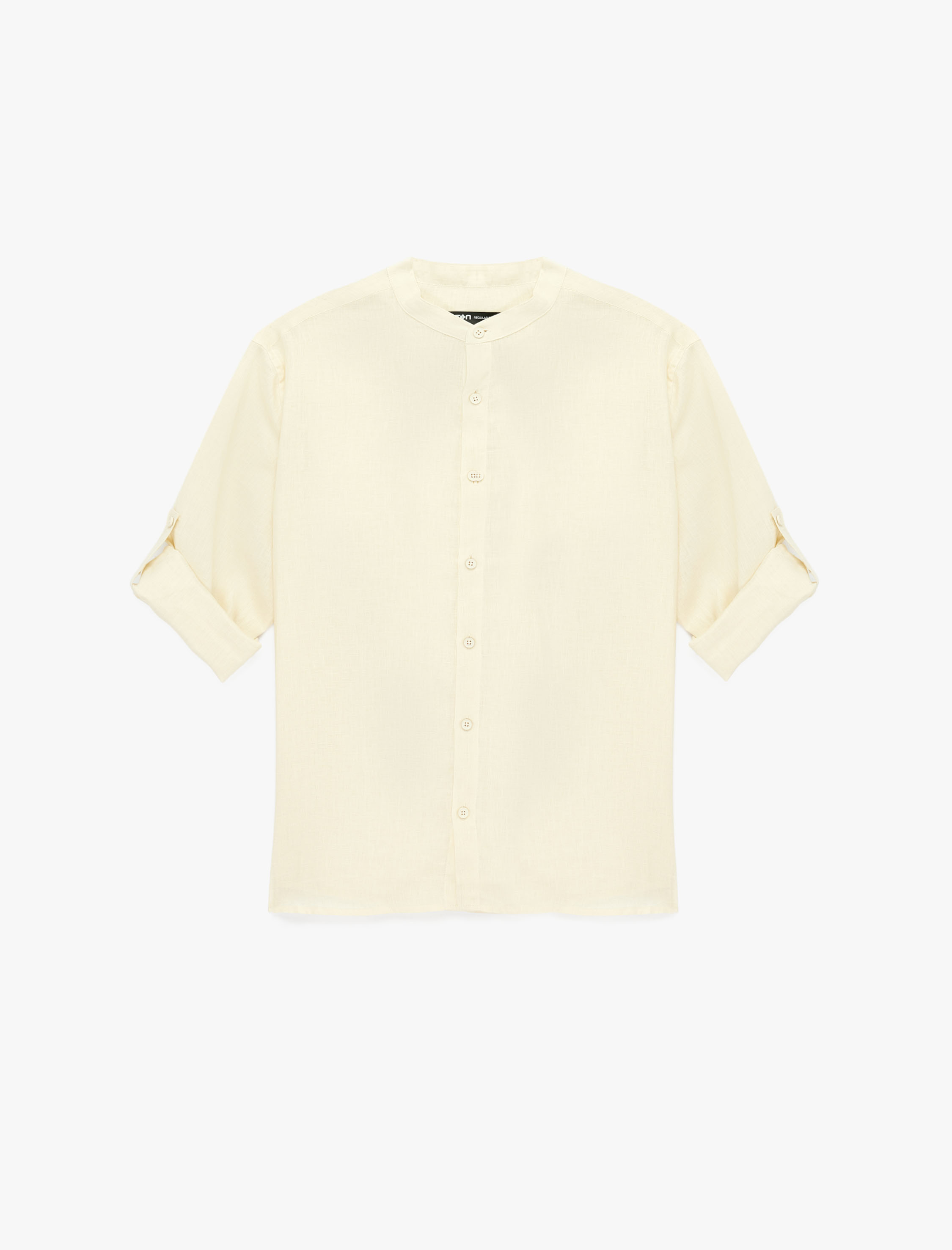   Regular Fit Uzun Kollu Hakim Yaka Keten Gömlek