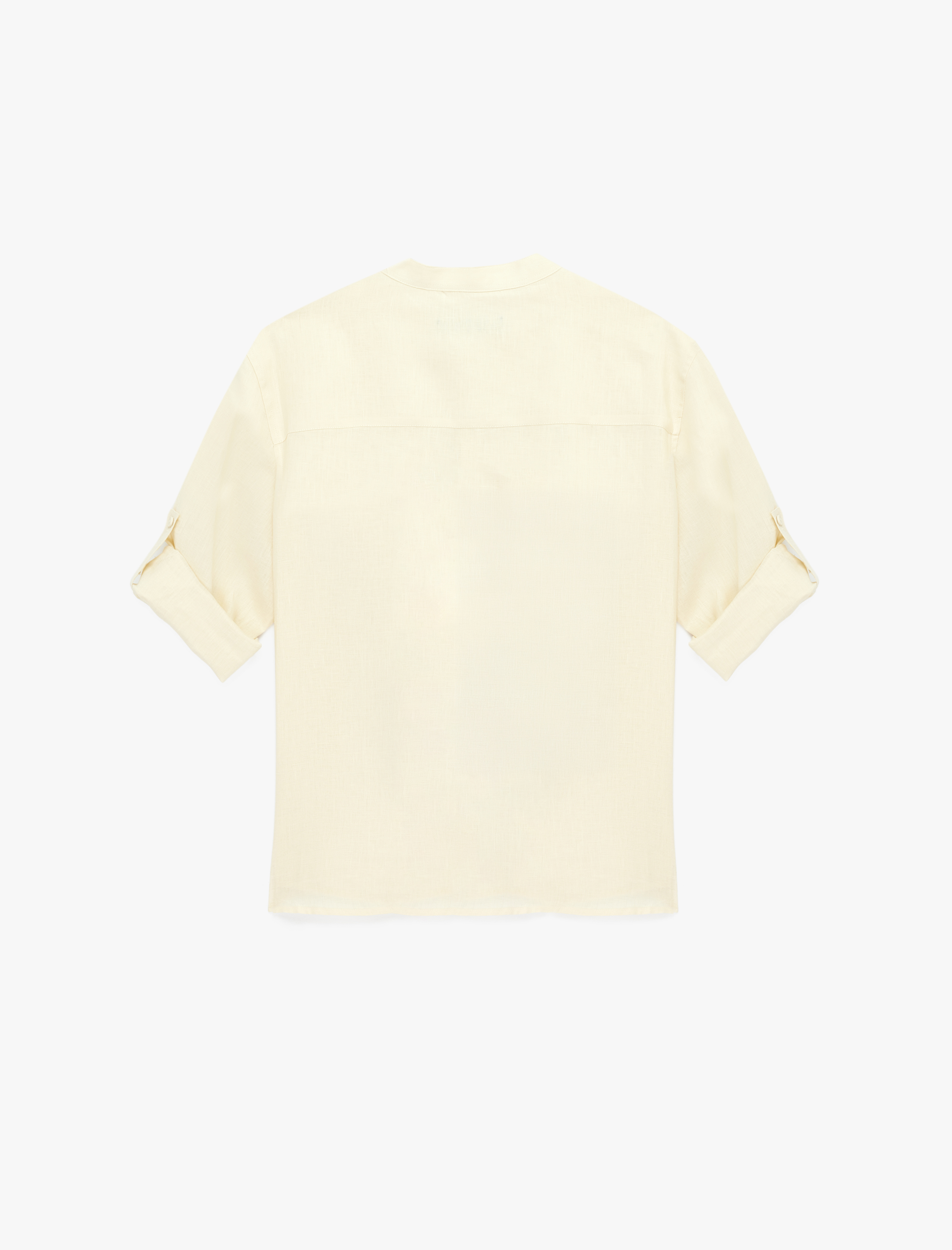   Regular Fit Uzun Kollu Hakim Yaka Keten Gömlek