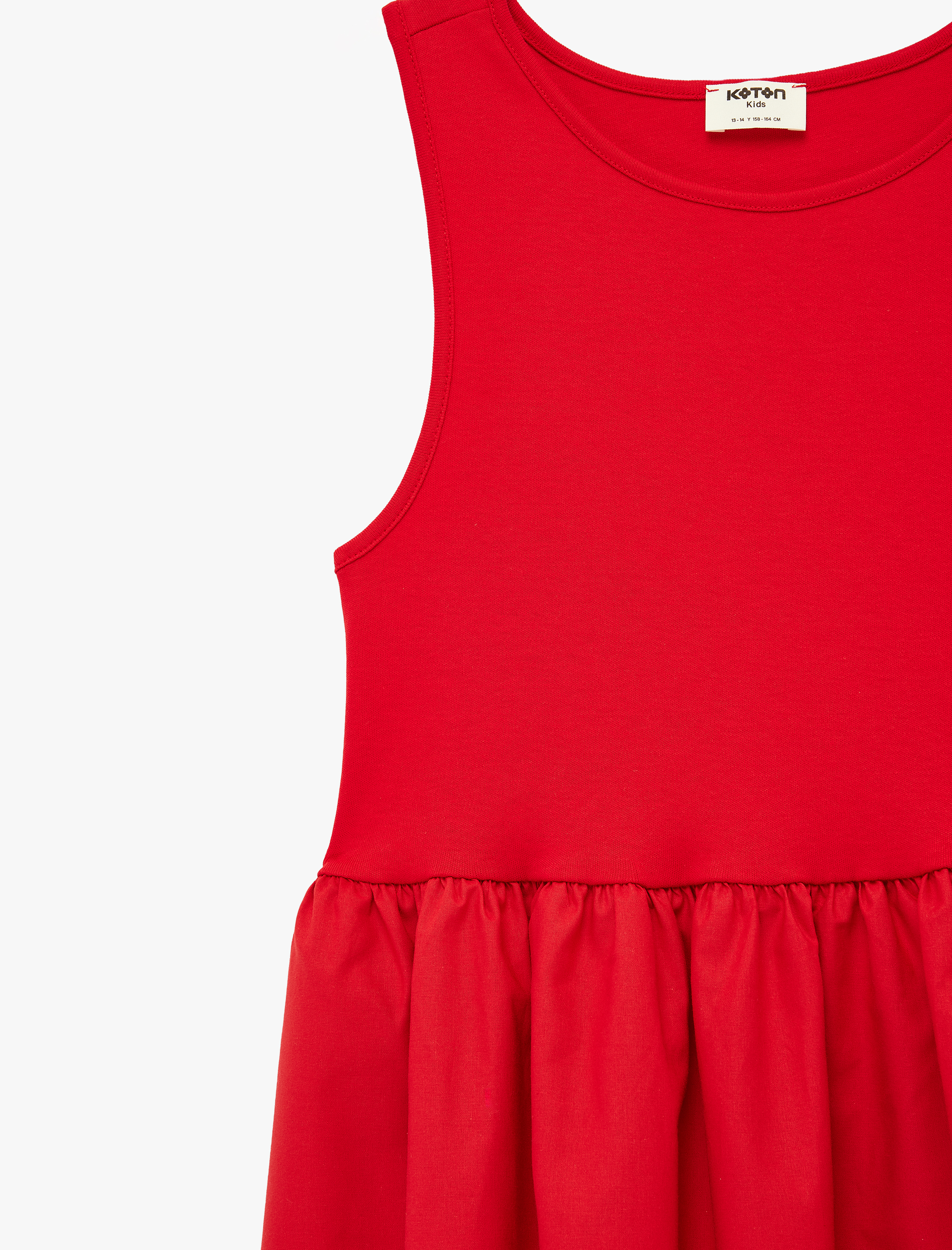  Kız Çocuk Pamuklu Kolsuz Bisiklet Yaka Pileli Balon Elbise