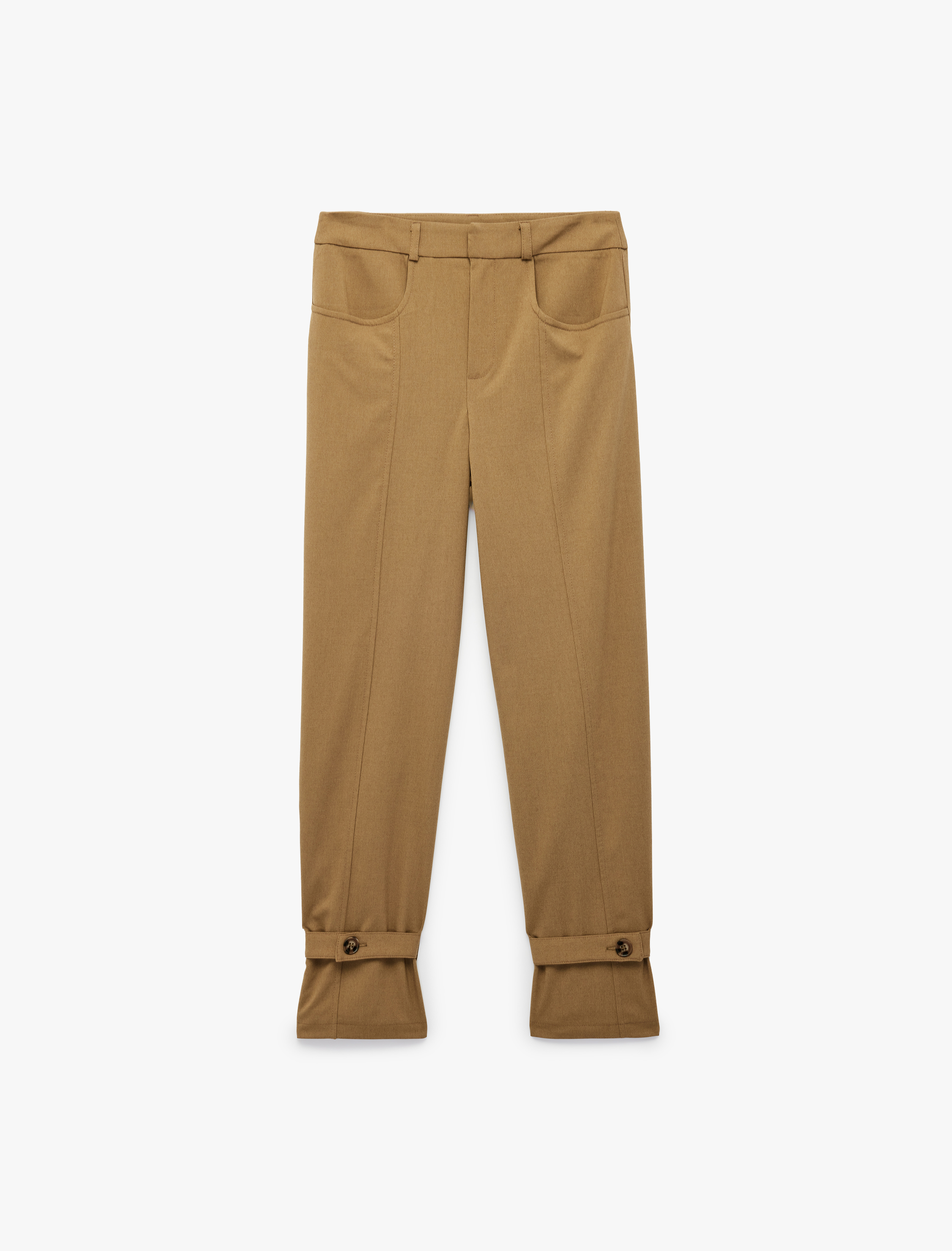   Apolet Detaylı Cepli Nervürlü Yüksek Bel Havuç Pantolon