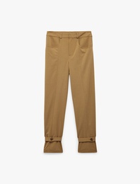 Apolet Detaylı Cepli Nervürlü Yüksek Bel Havuç Pantolon