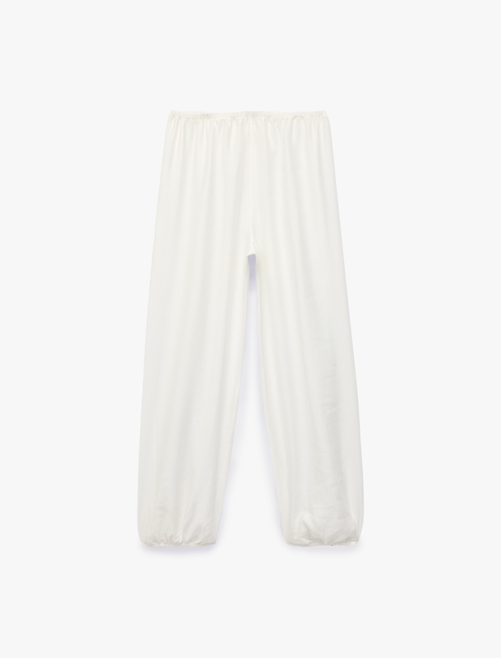  Rahat Kalıp Paçaları Bağlama Detaylı Şalvar Pantolon