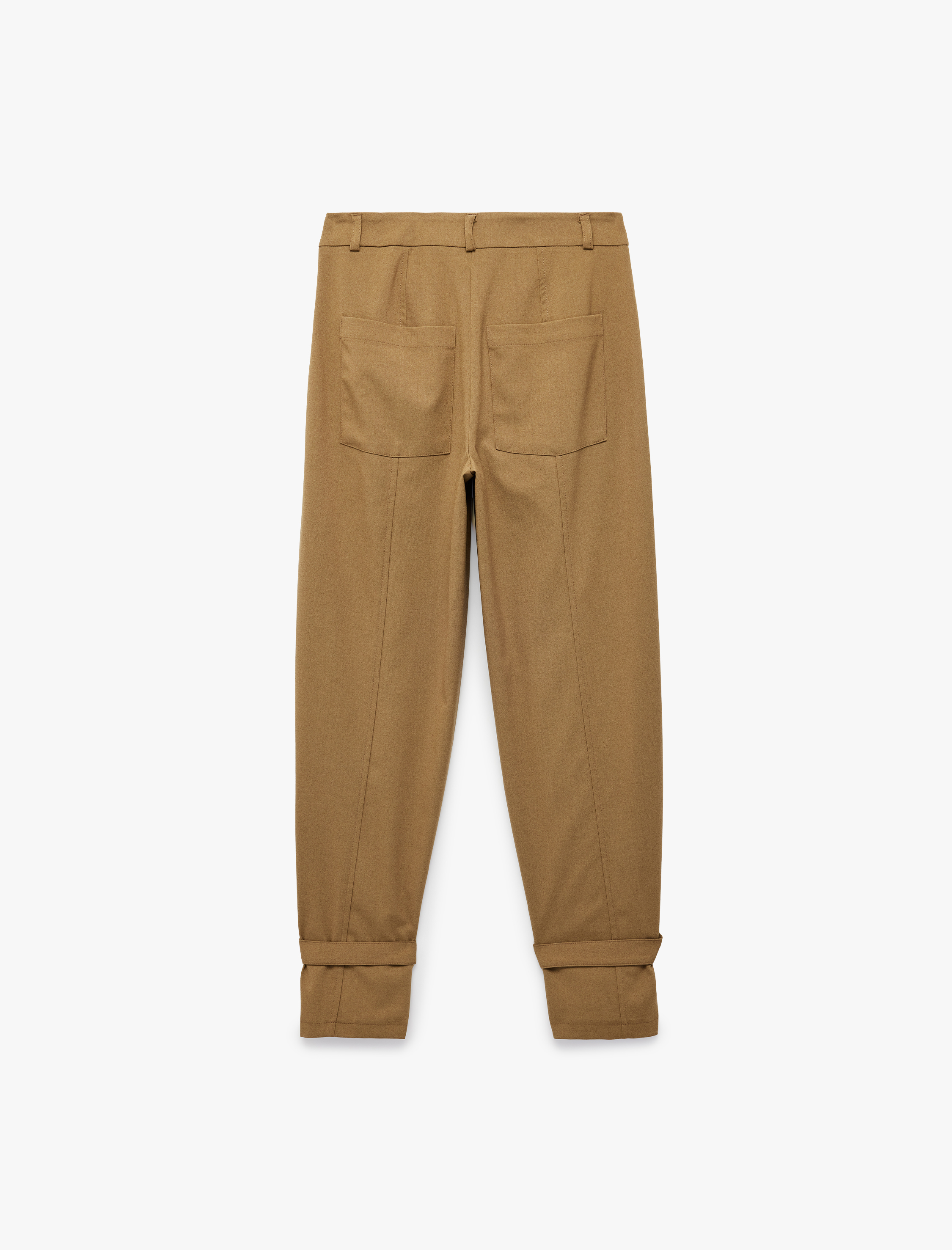   Apolet Detaylı Cepli Nervürlü Yüksek Bel Havuç Pantolon