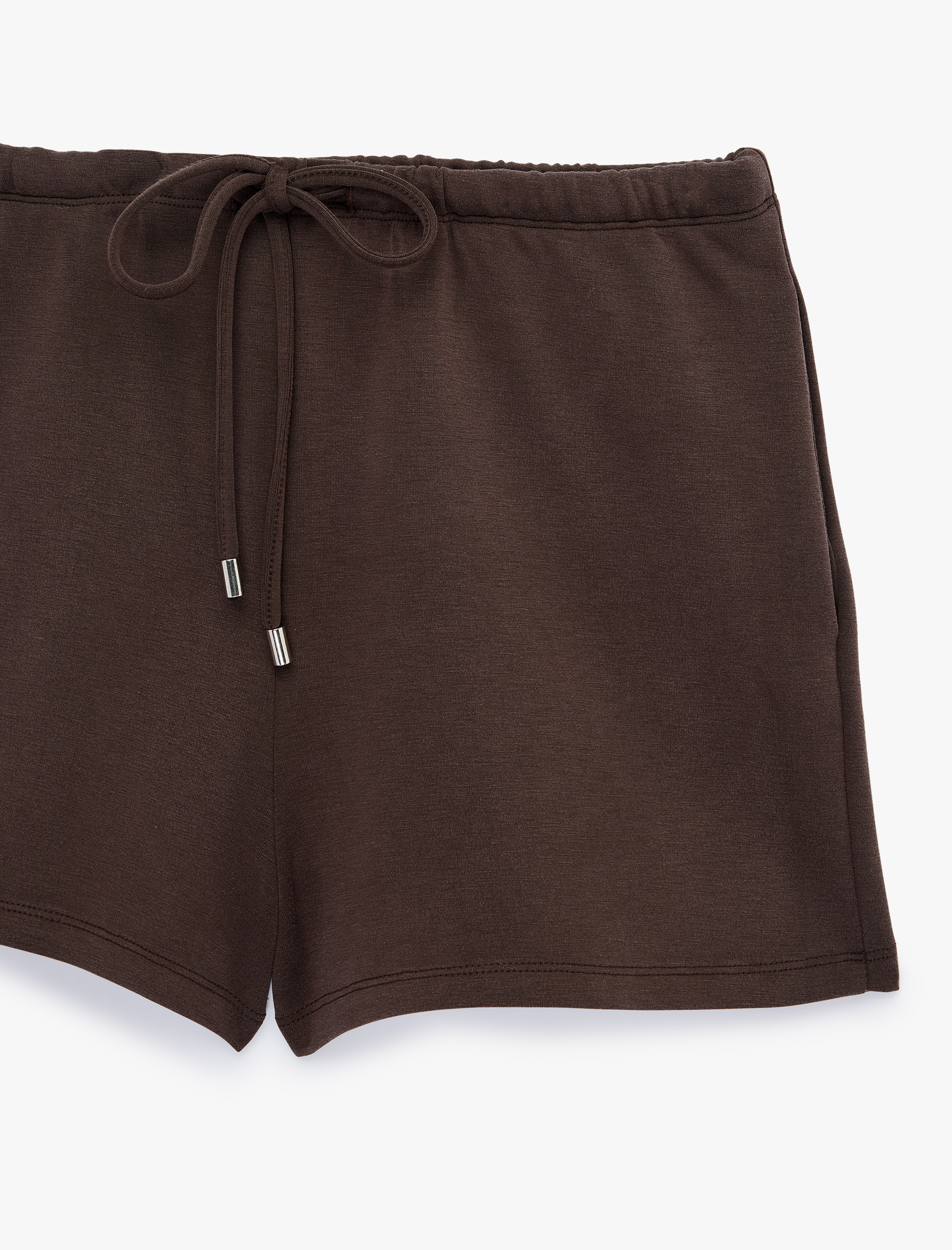   Viskon Karışımlı Beli Bağcıklı Cepli Mini Şort